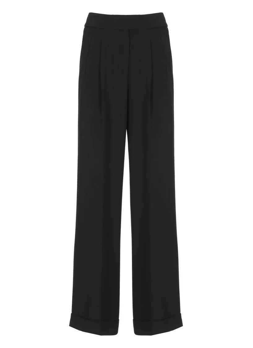 Black Viscose Palazzo Trousers
