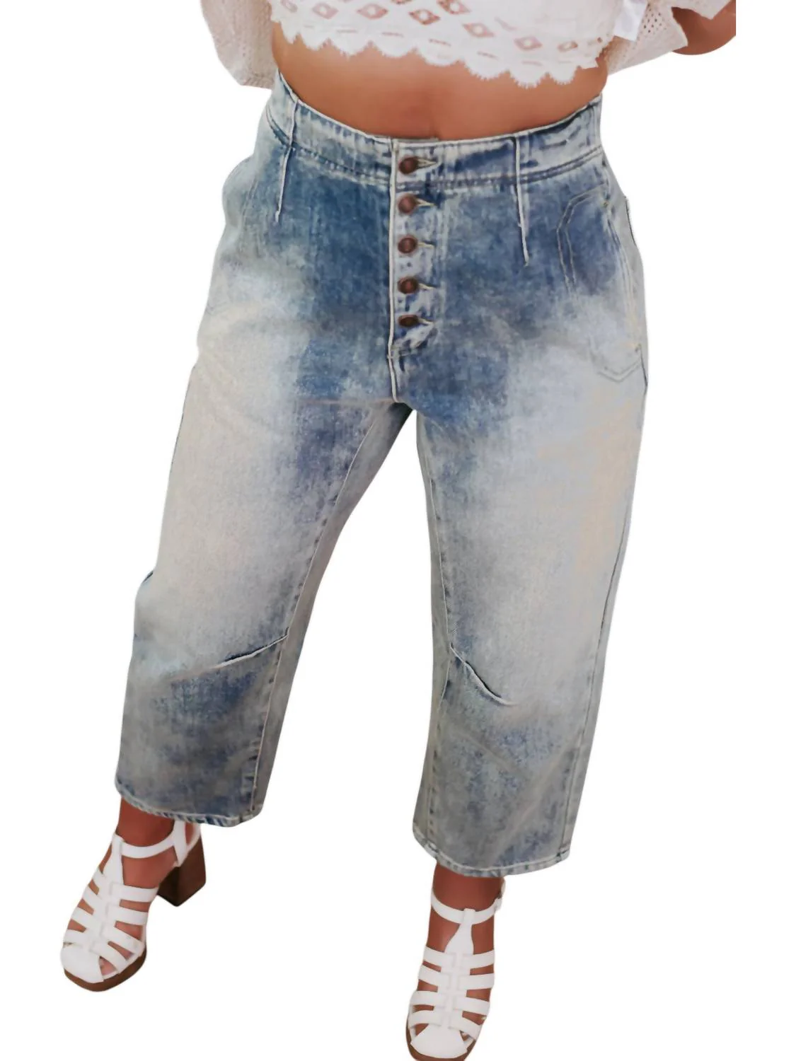 Barrel Denim Jeans In Blue