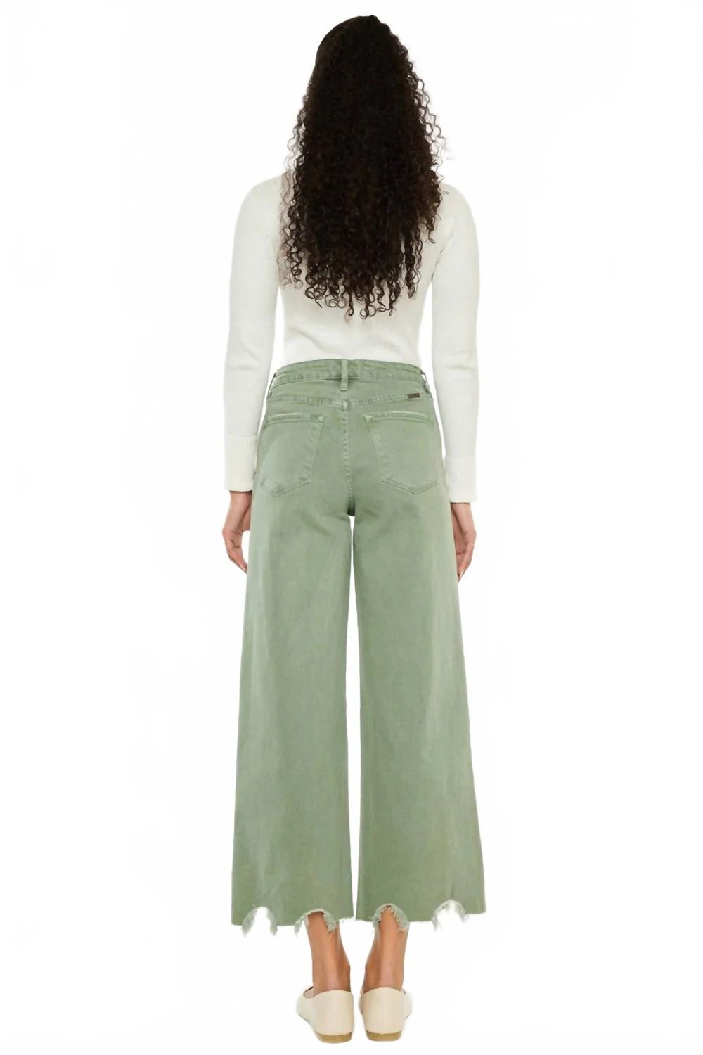 Savie Cropped Wide Leg Jeans In Olive