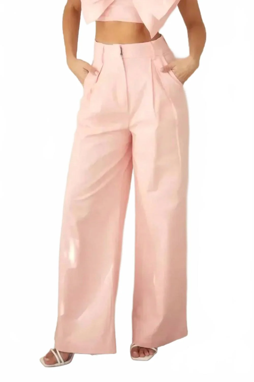 Lexi Pleated Linen Pants In Pink