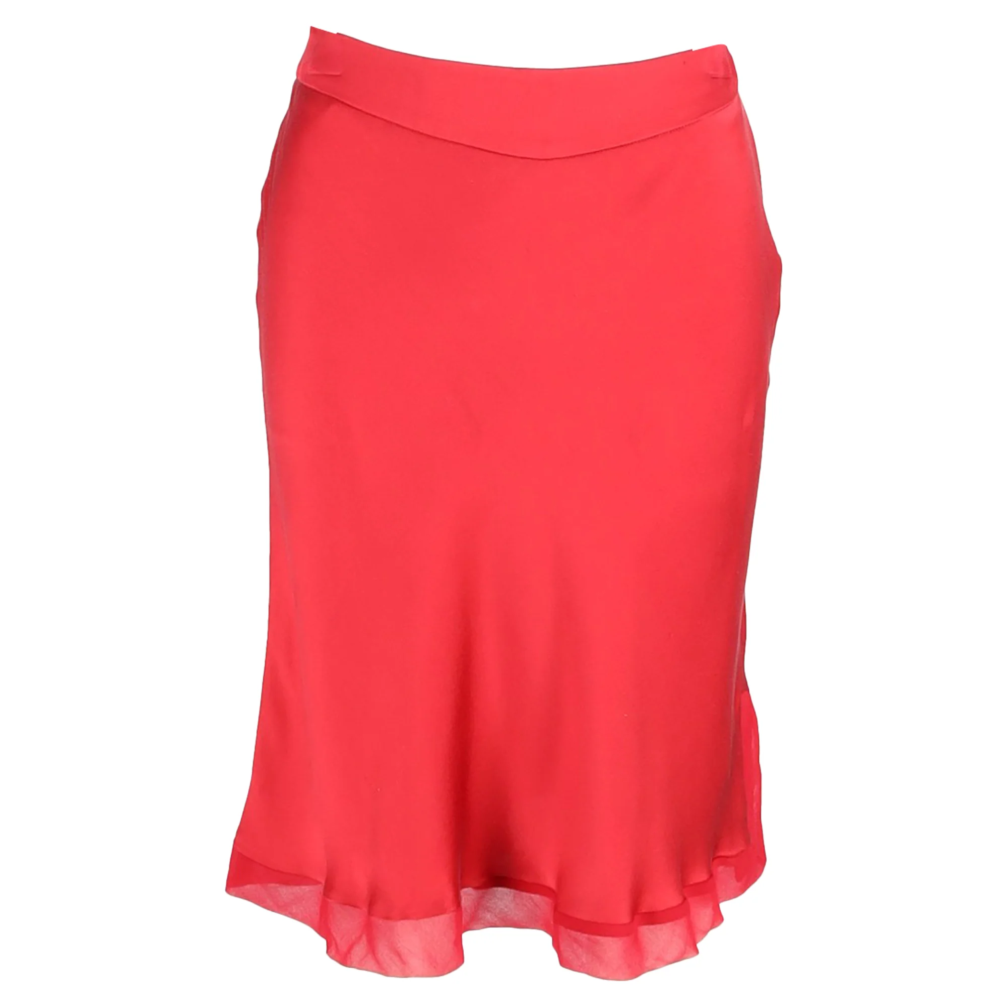 Alberta Ferretti Knee Length Skirt in Red Silk