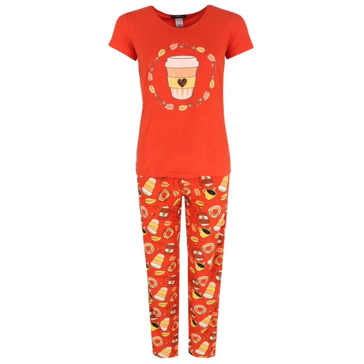 Women's Plus Size Pumpkin Spice Short Sleeve PJ Set