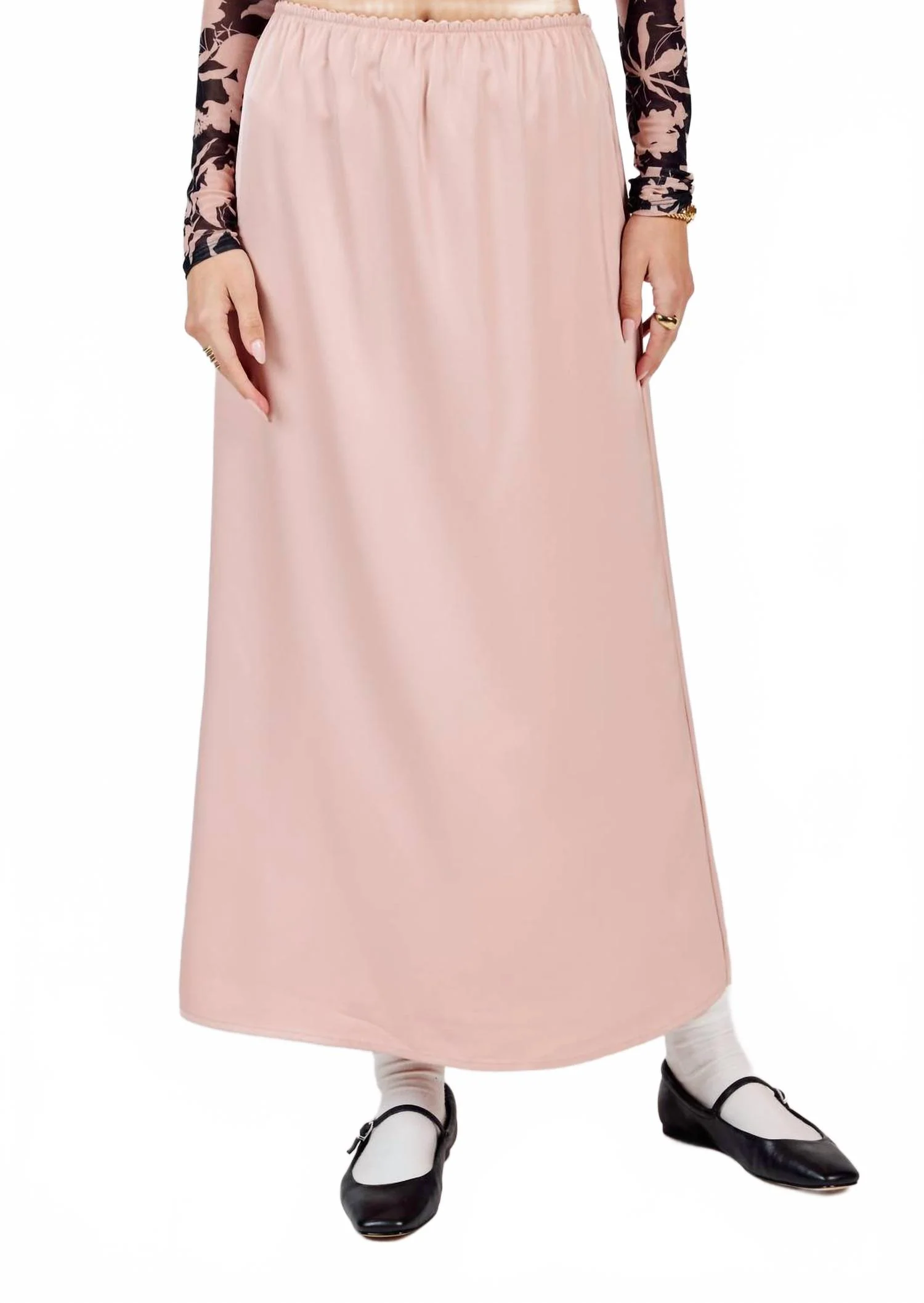 Mood Boost Stretch Waist Maxi Skirt In Rose