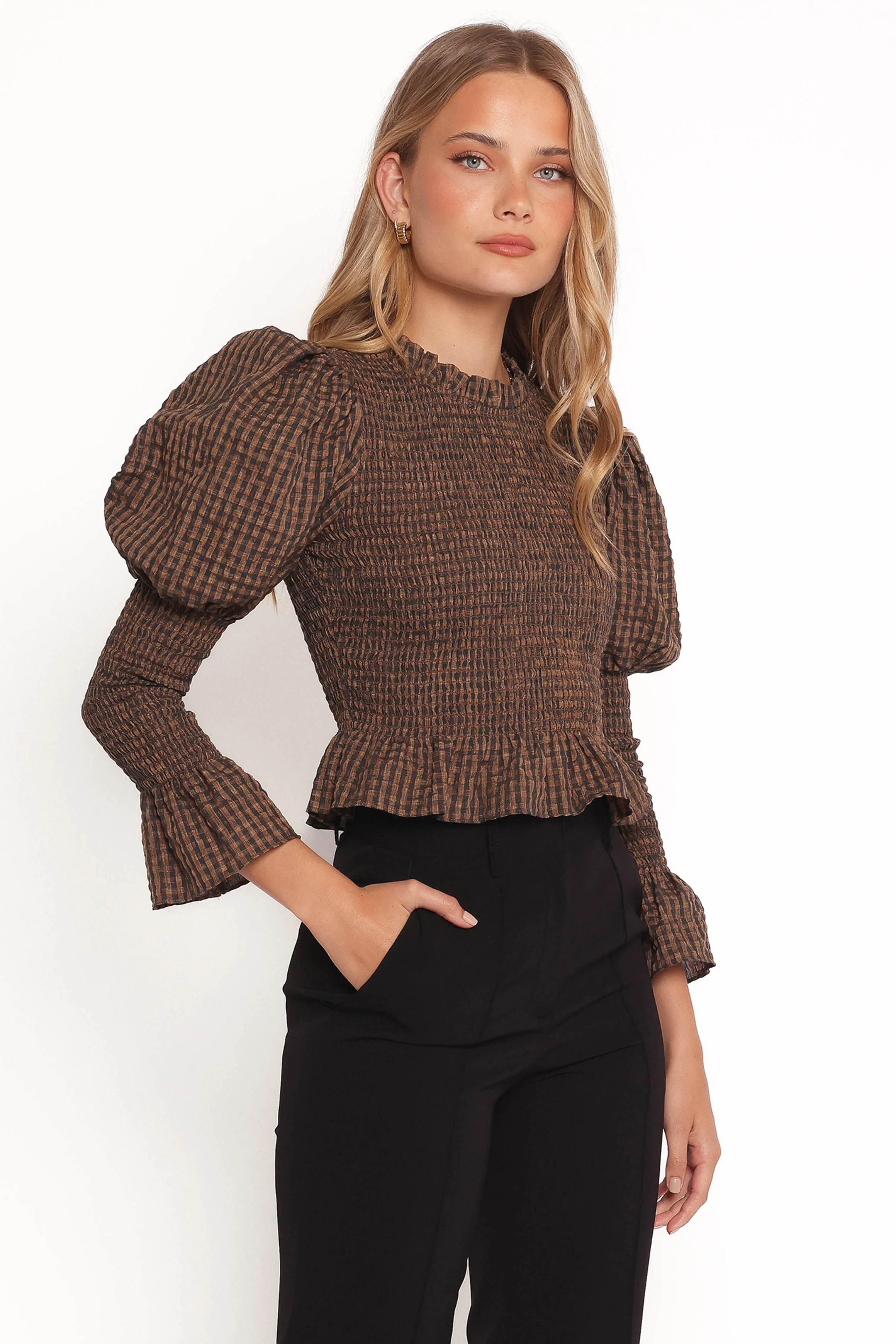 Nora Long Sleeve Top - Check