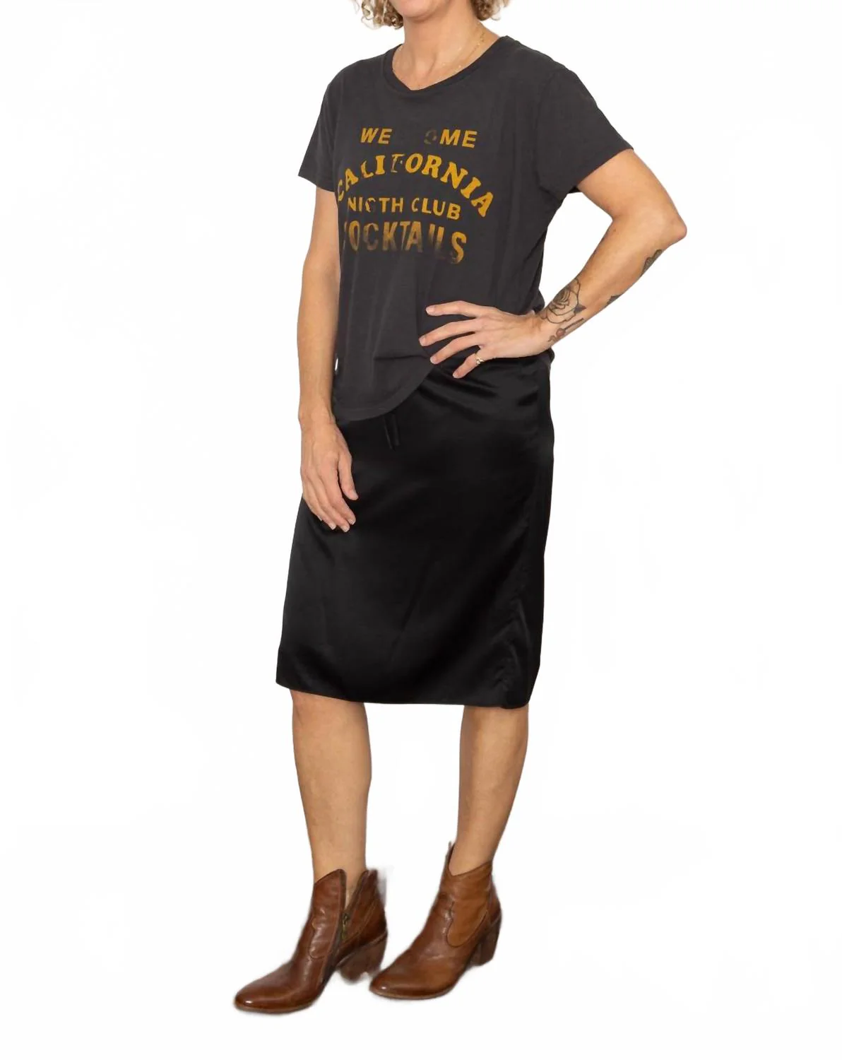 Bias Drawstring Skirt In Black