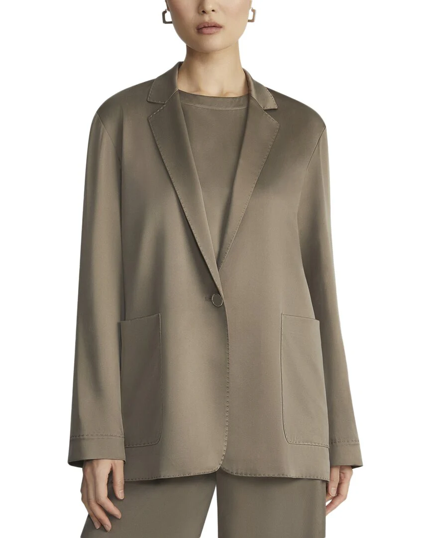 Lafayette 148 New York Notch Lapel Patch Pocket Silk Blazer