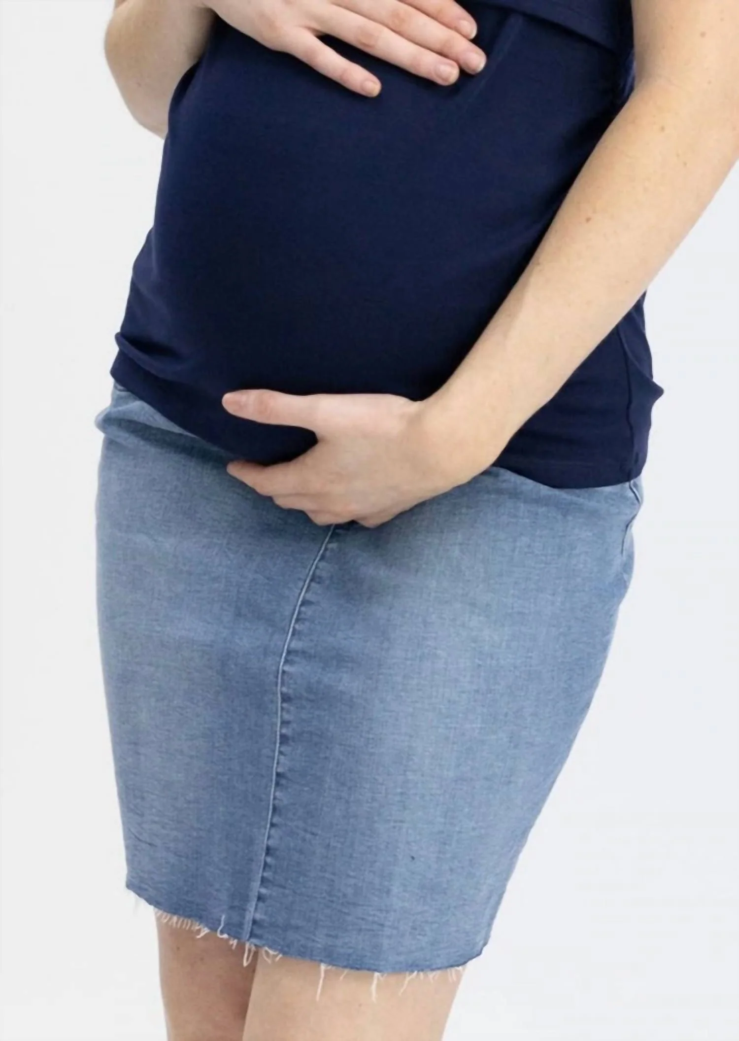 Maternity Over-The-Bump Skirt In Denim