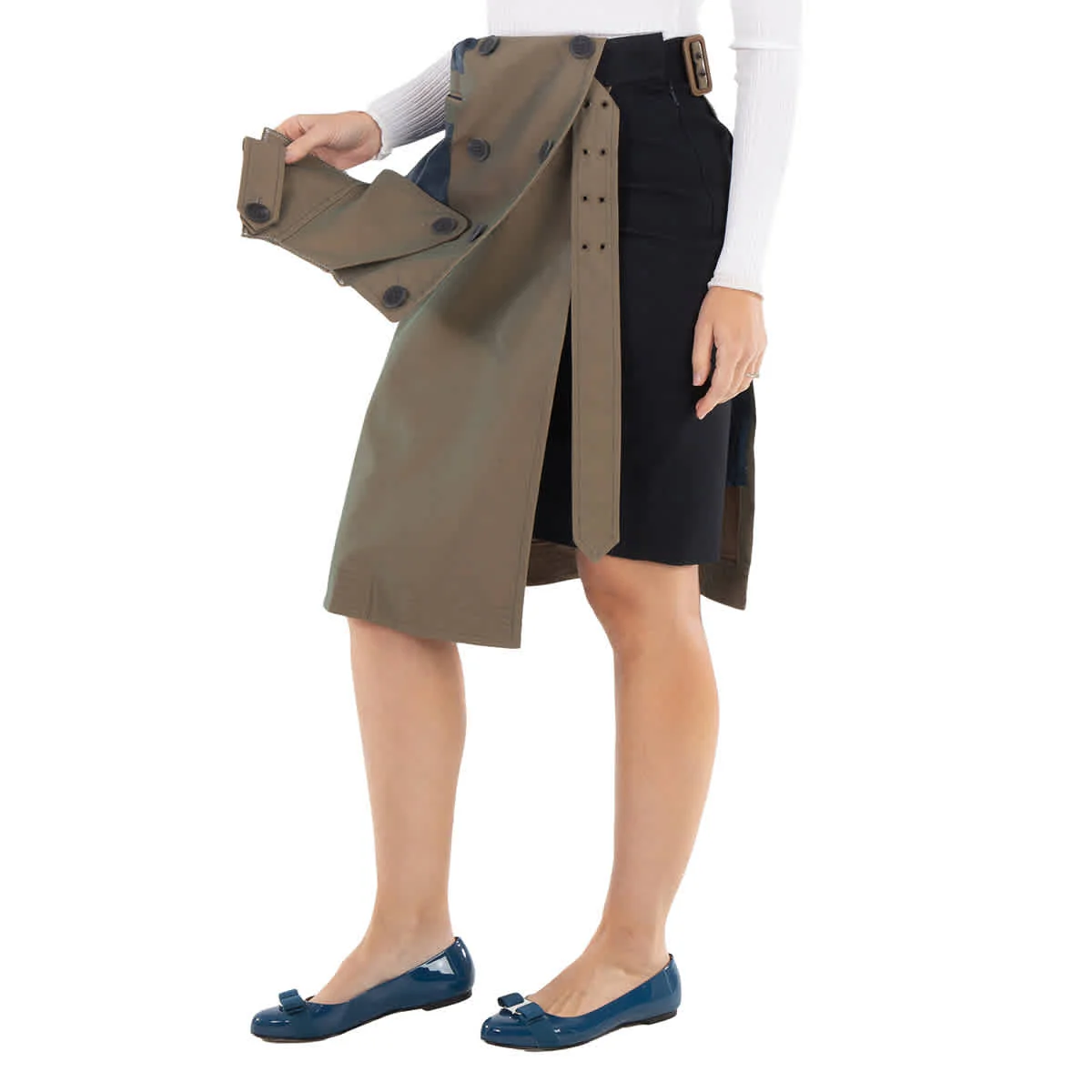 Kolor Ladies Trench Detail Patchwork Skirt