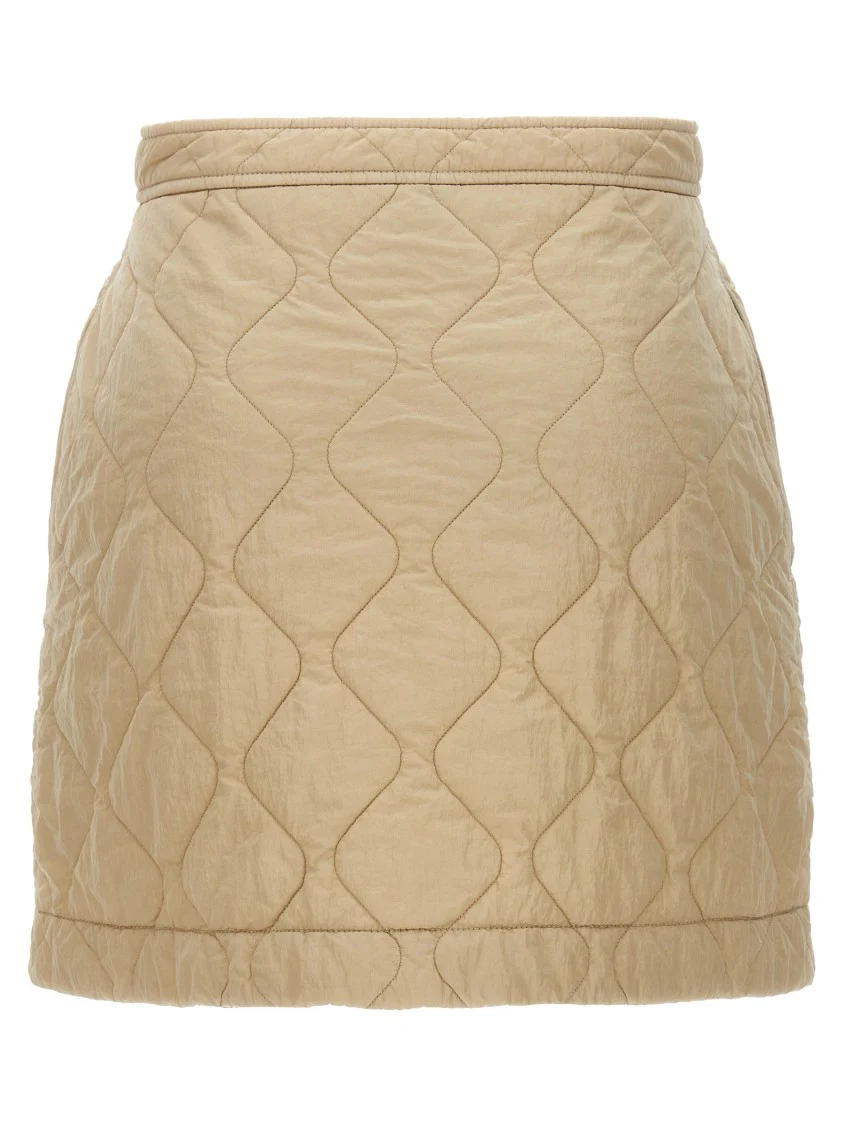 Quilted Nylon Skirt With Front Button Closure