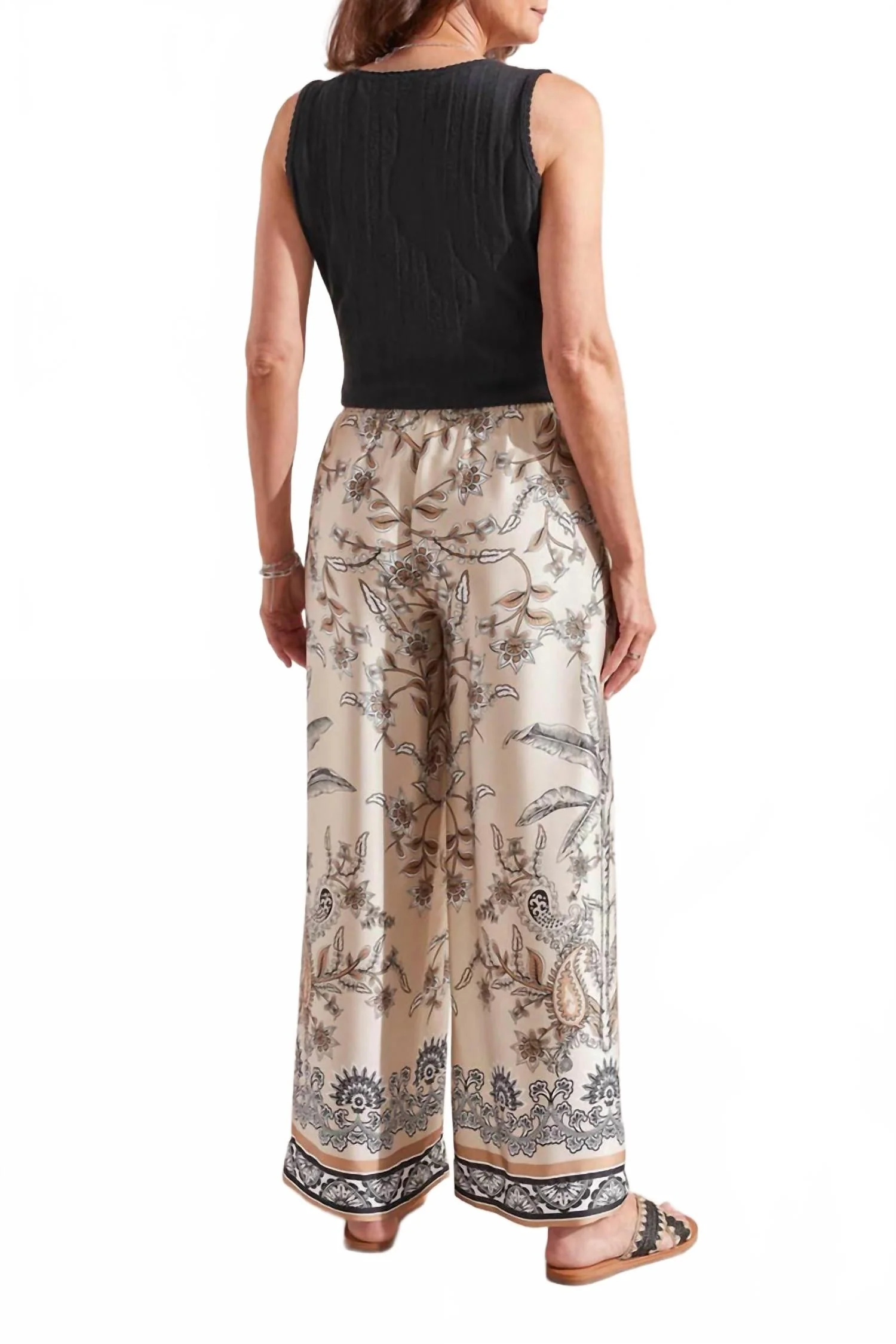 Tie Waist Print Pant In French Oak