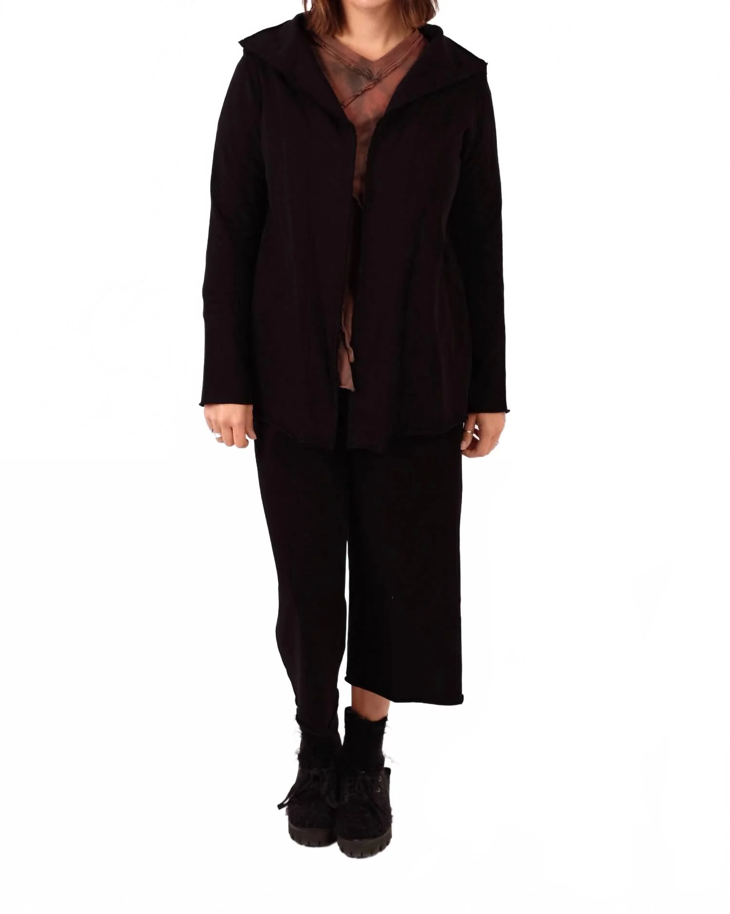 Rib Out Pull On Jacket In Black