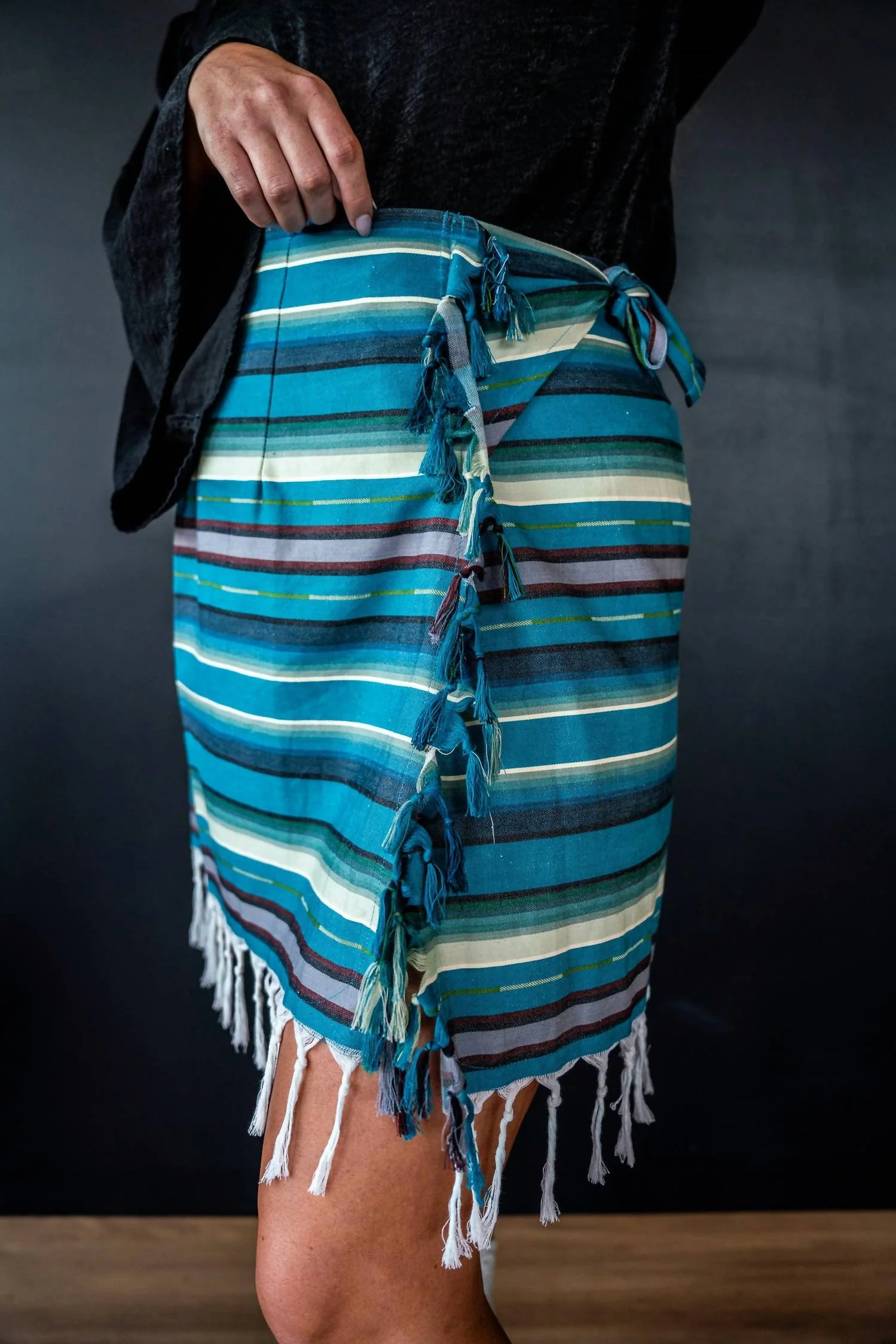 Serape Wrap Skirt In Blue