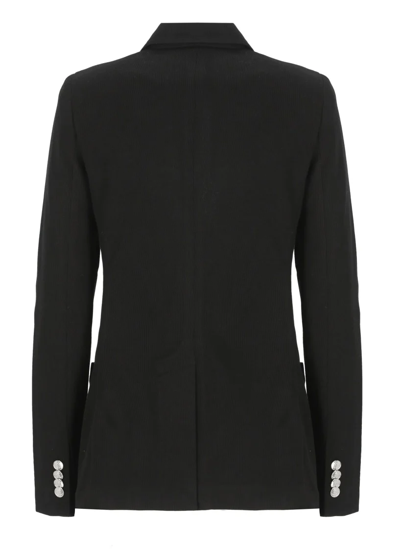 Tailored Black Cotton And Viscose Blazer