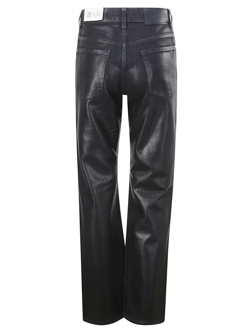 Blue Black Wax Effect Trousers