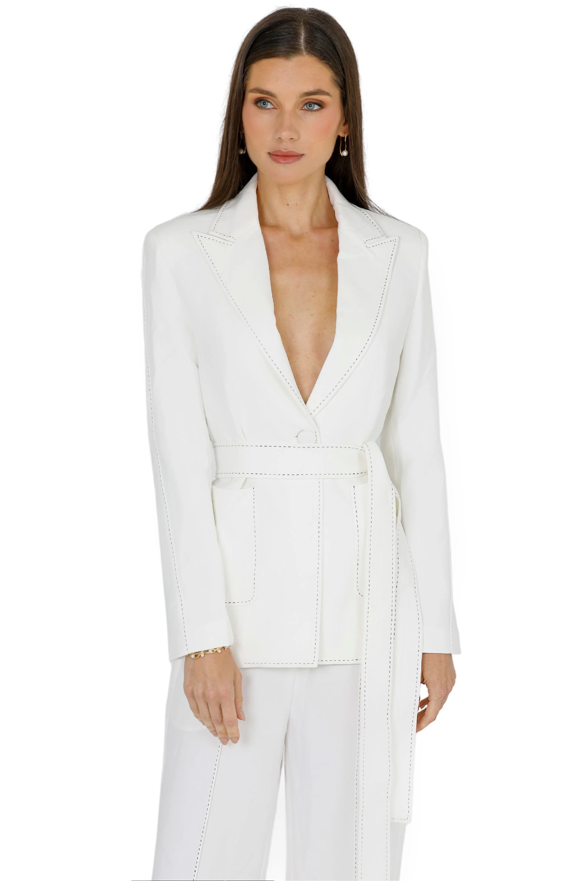 Yena Blazer with Belt (White)
