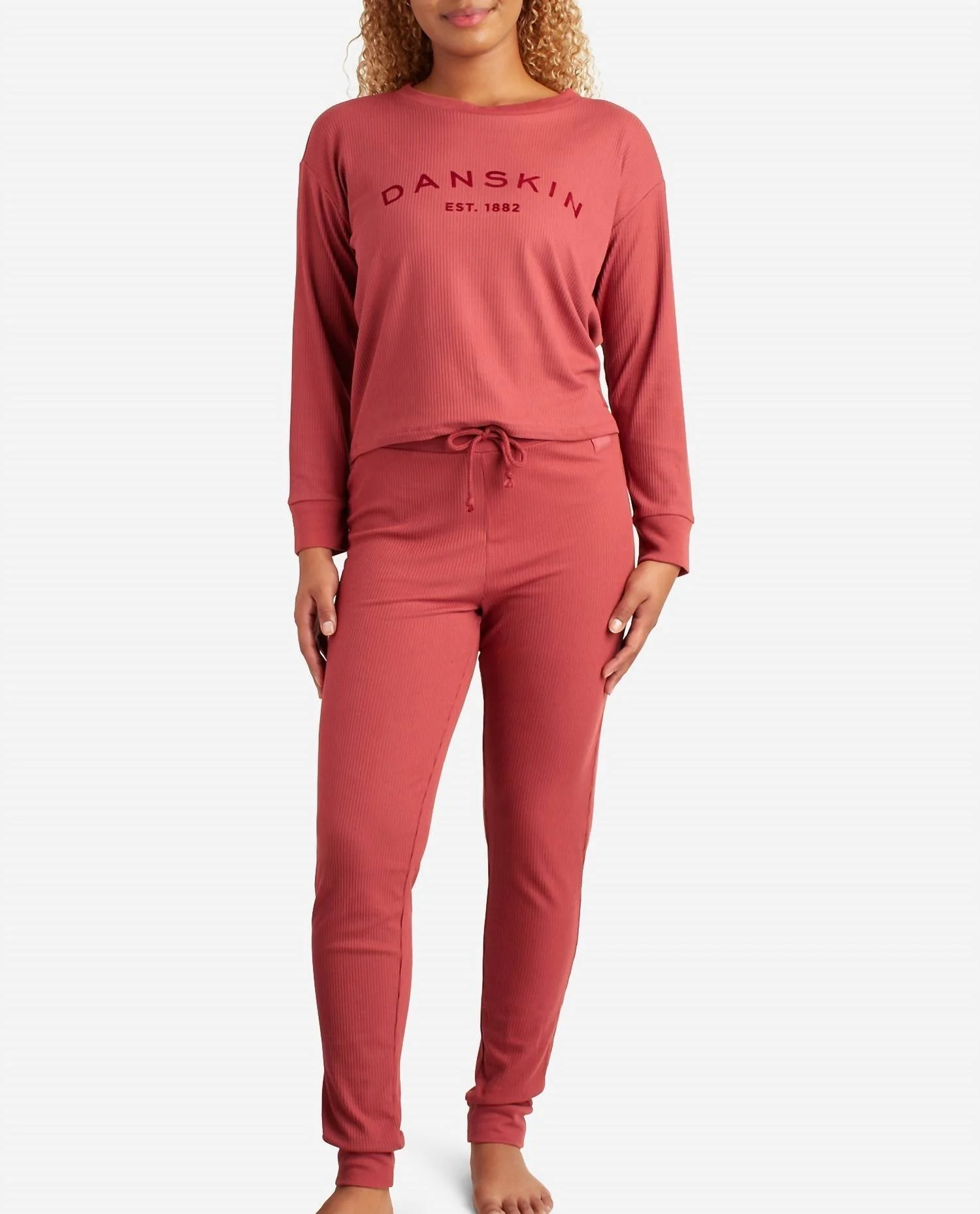 Crew Neck Pullover Sleep Set With Jogger In Coastal Redwood