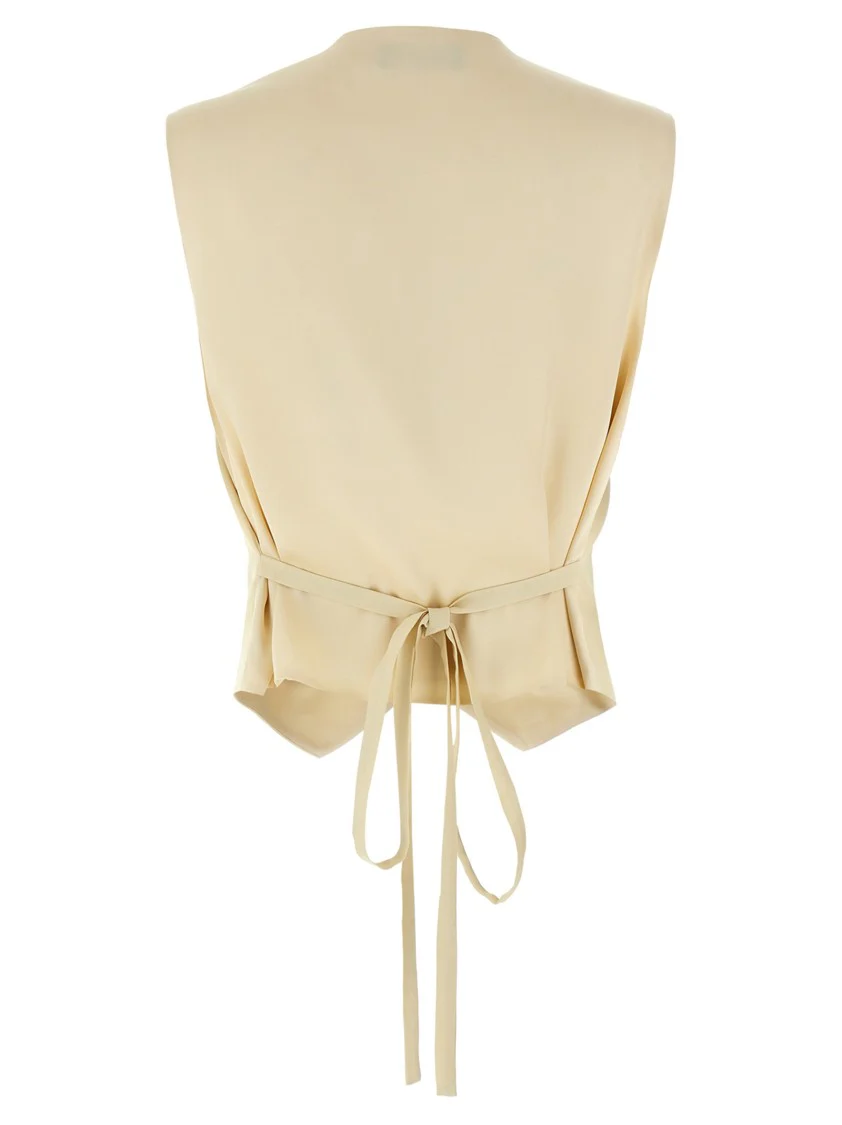 V-Neck Cotton Vest With Silk Satin Back