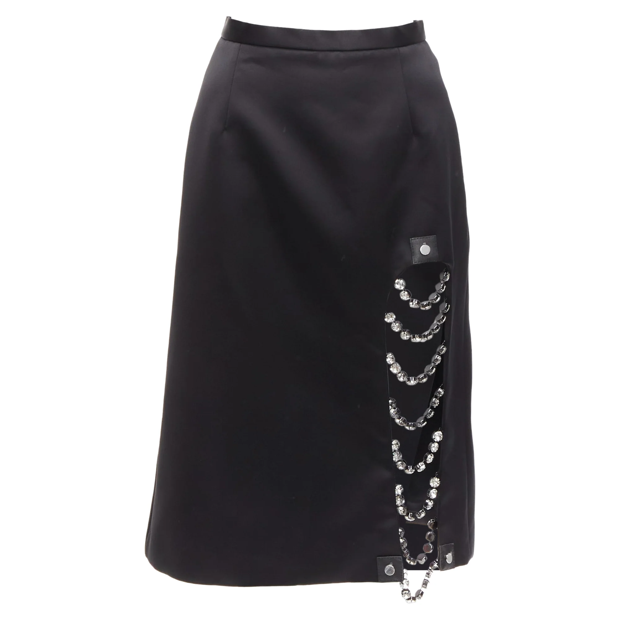 Christopher Kane satin silver jewel chain slskirt