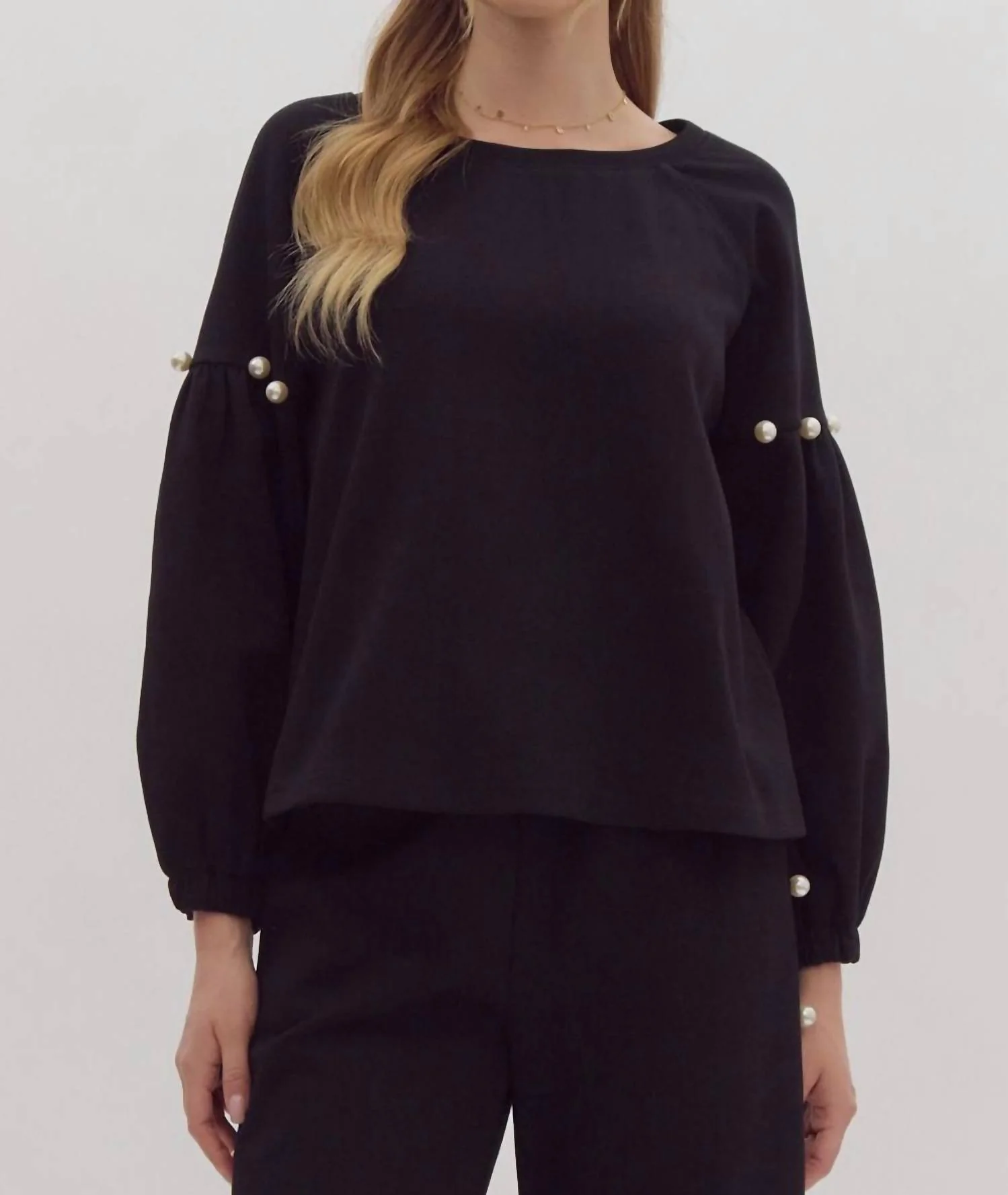 Pearl Cropped Pant Set In Black