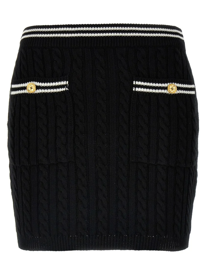 Braided Cotton Mini Skirt With Contrast Details