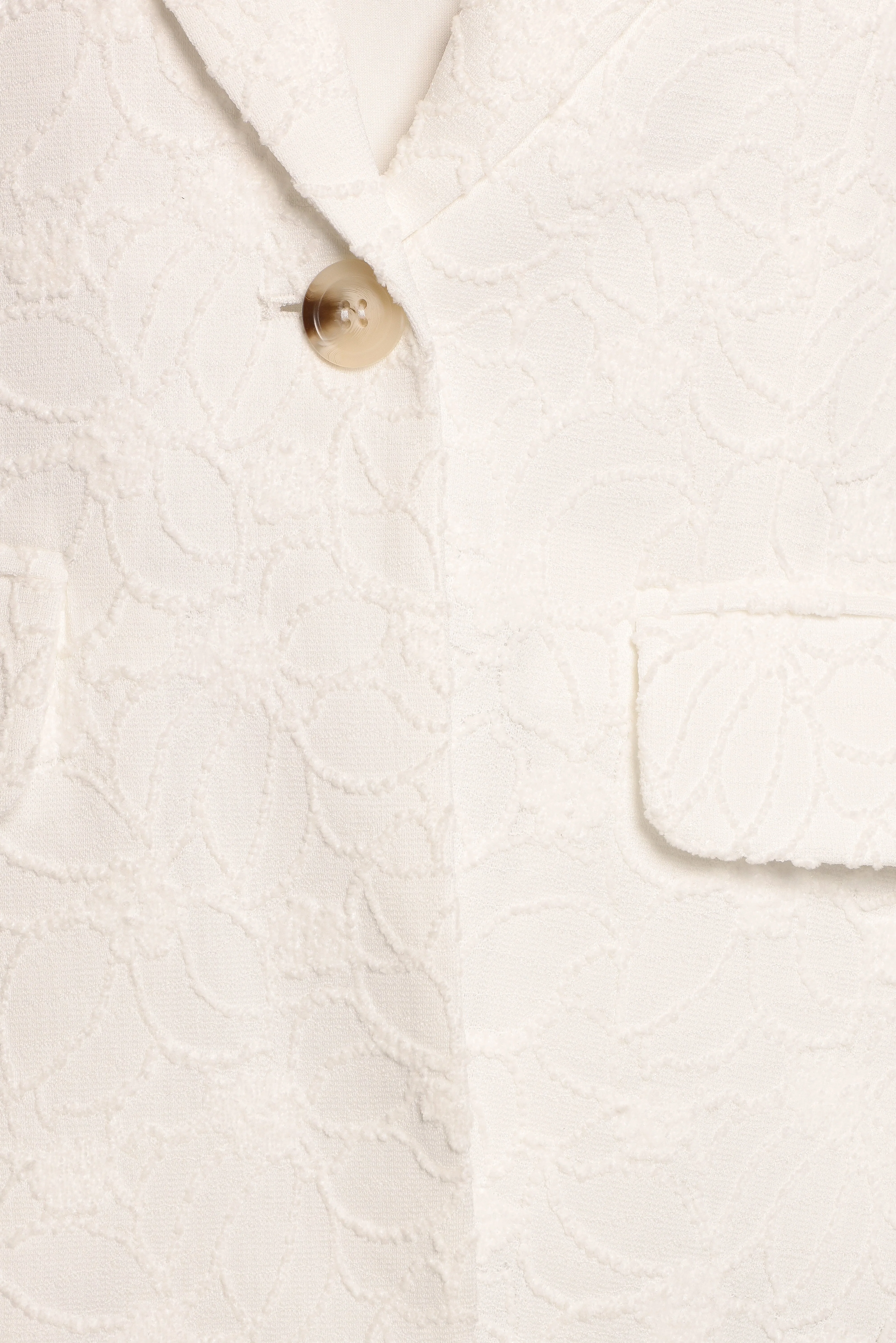 Darian Lace Knit Single Button Blazer - Off White