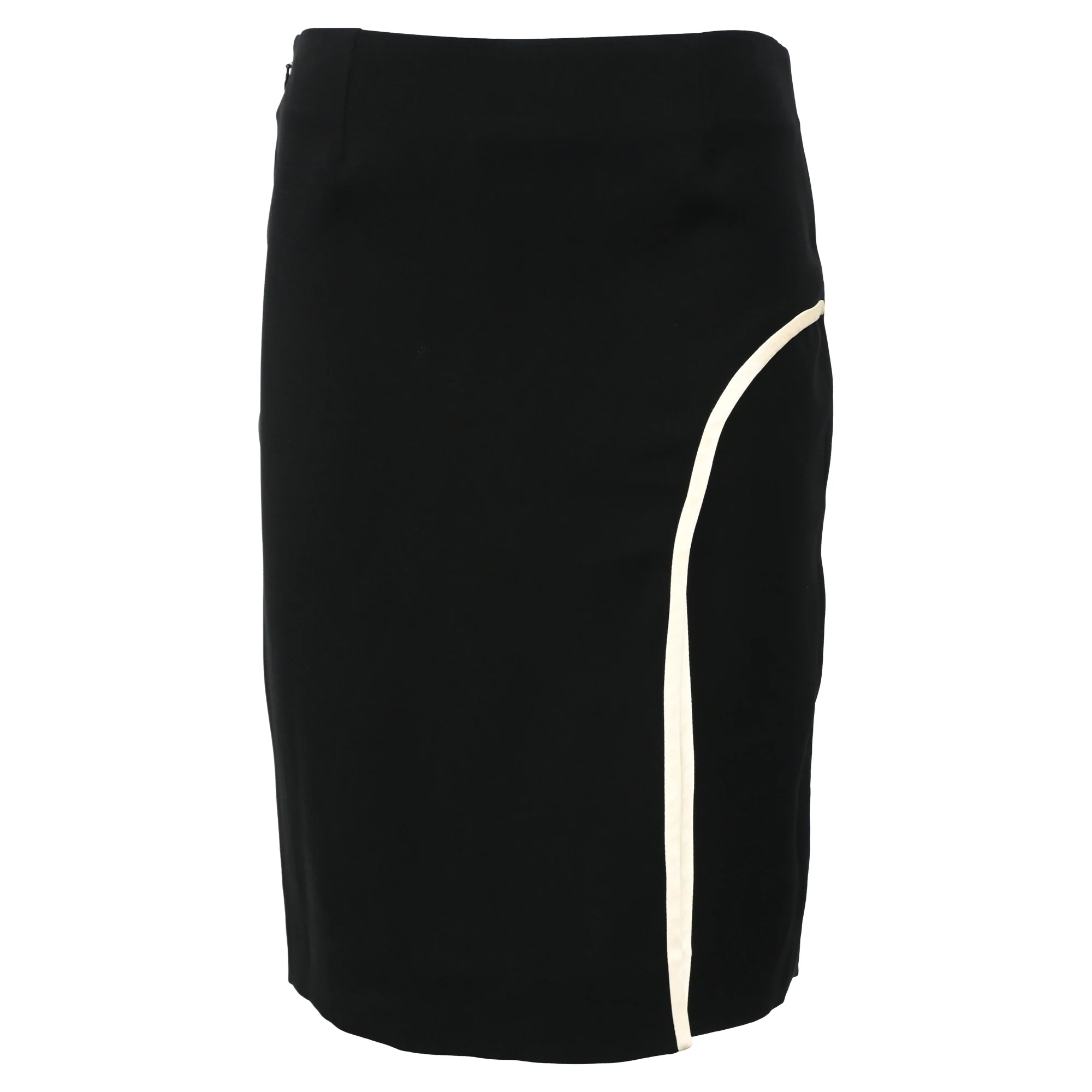 Lanvin Mini Pencil Skirt with Piping in Black Viscose