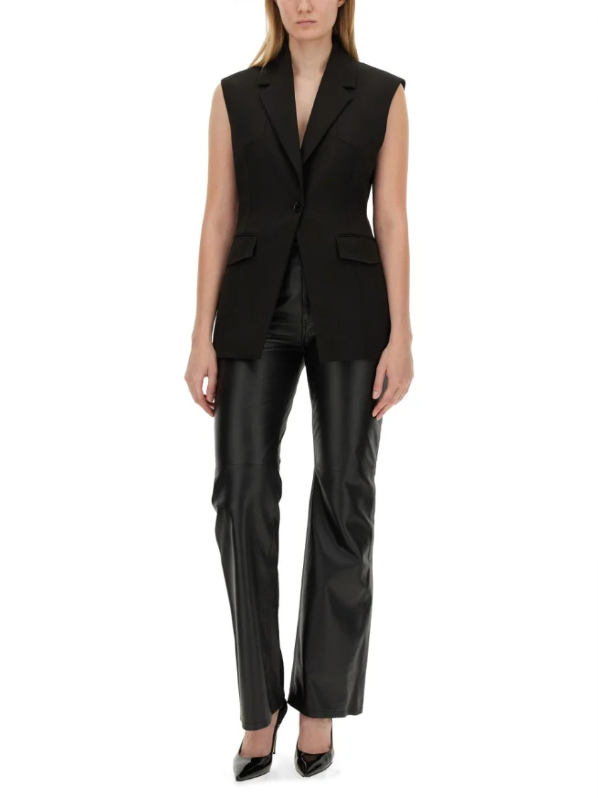 Black Flared Pants With High Waist And Detailing
