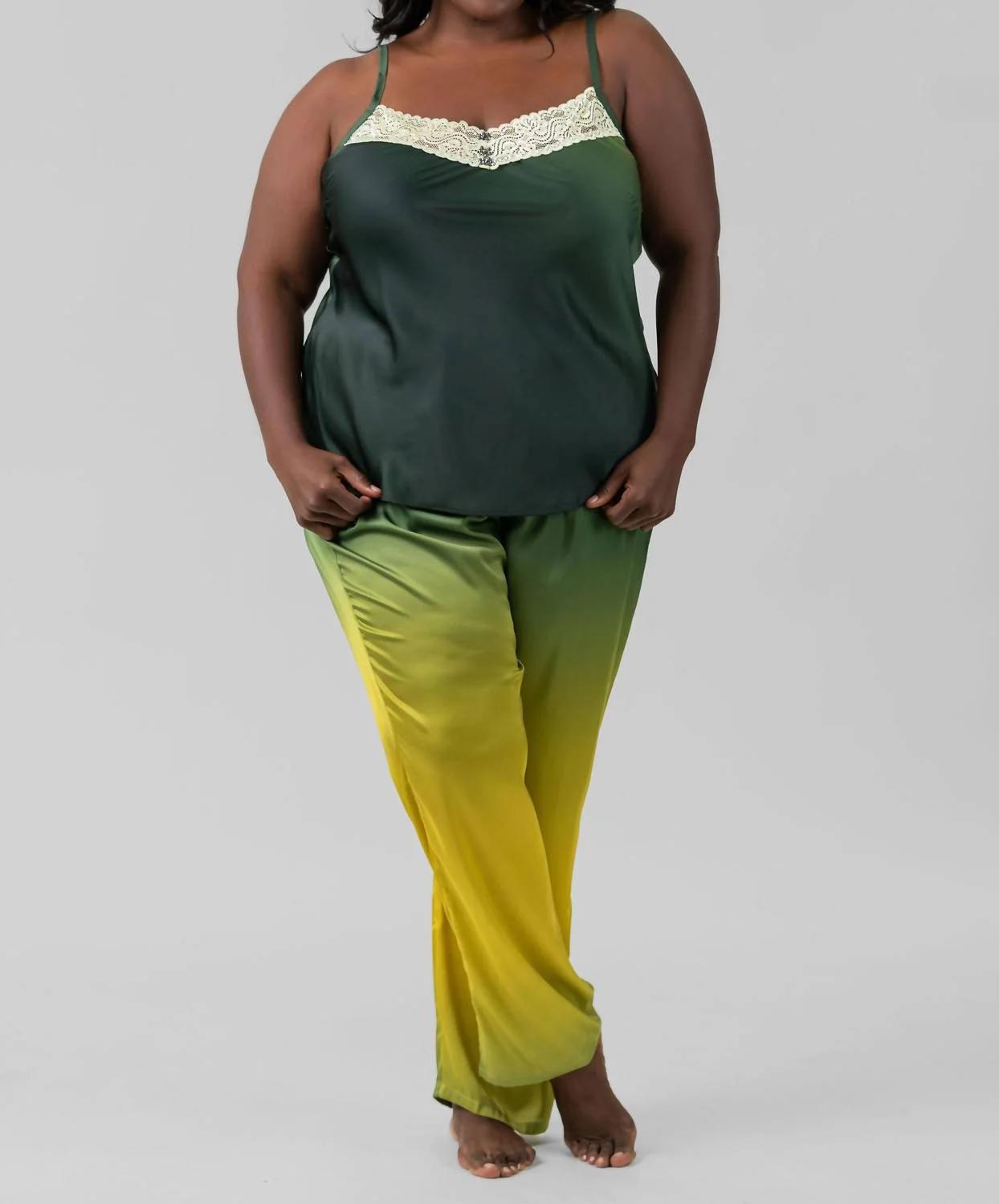 Ombre Pajama Set In Green