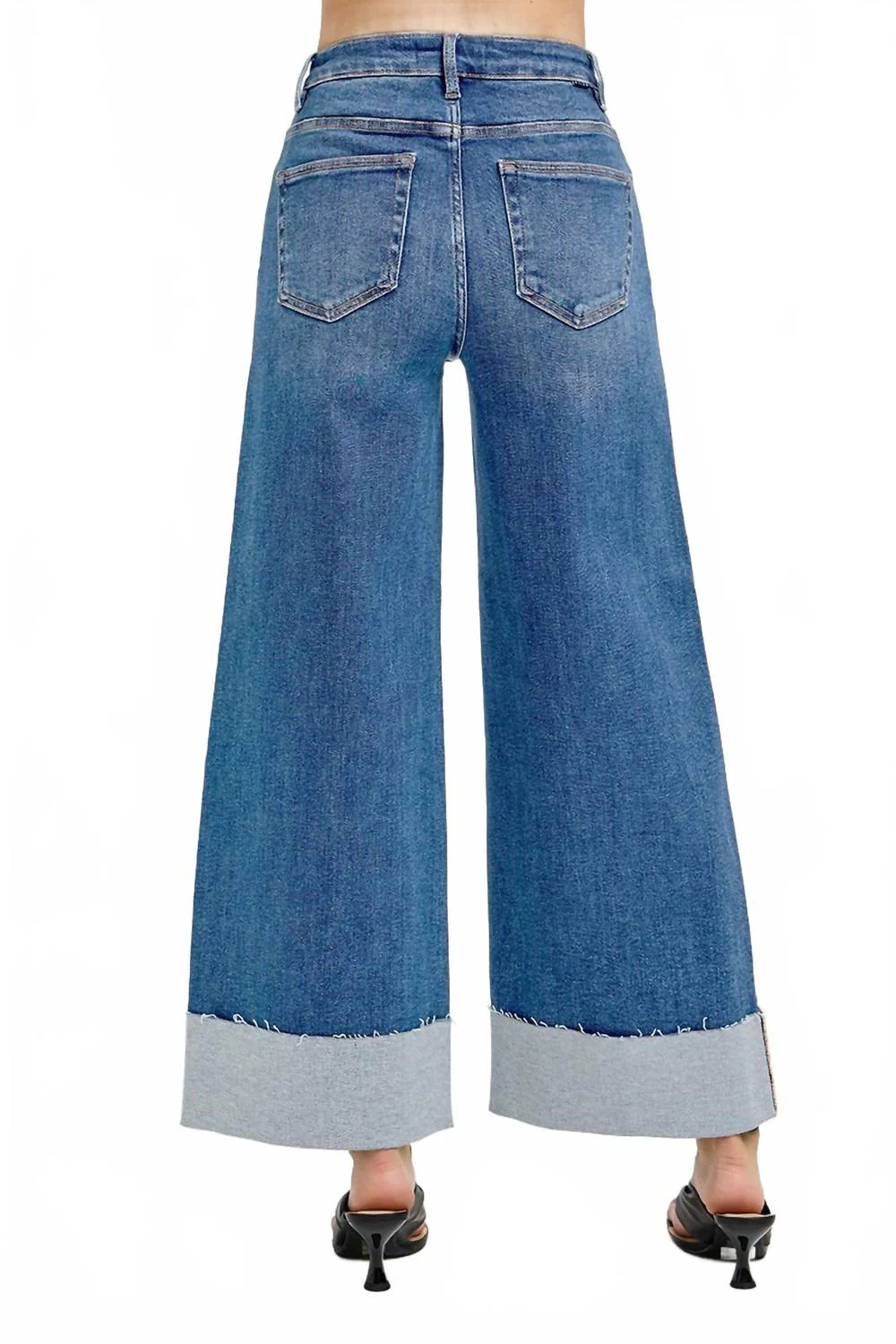 Tummy Control High Rise Cuffed Jeans In Mediium Wash