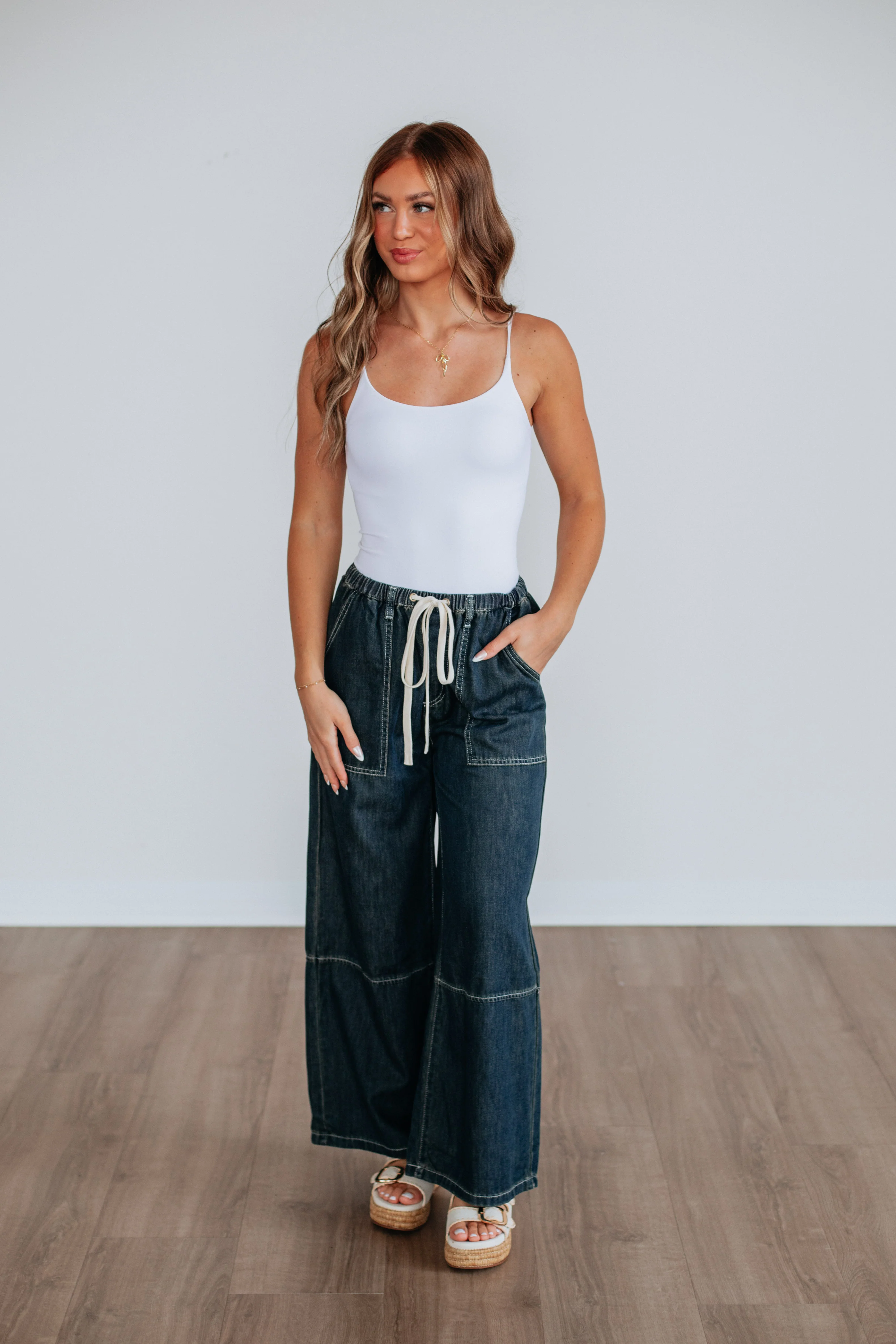 Twila Wide Leg Pants - Dark Wash