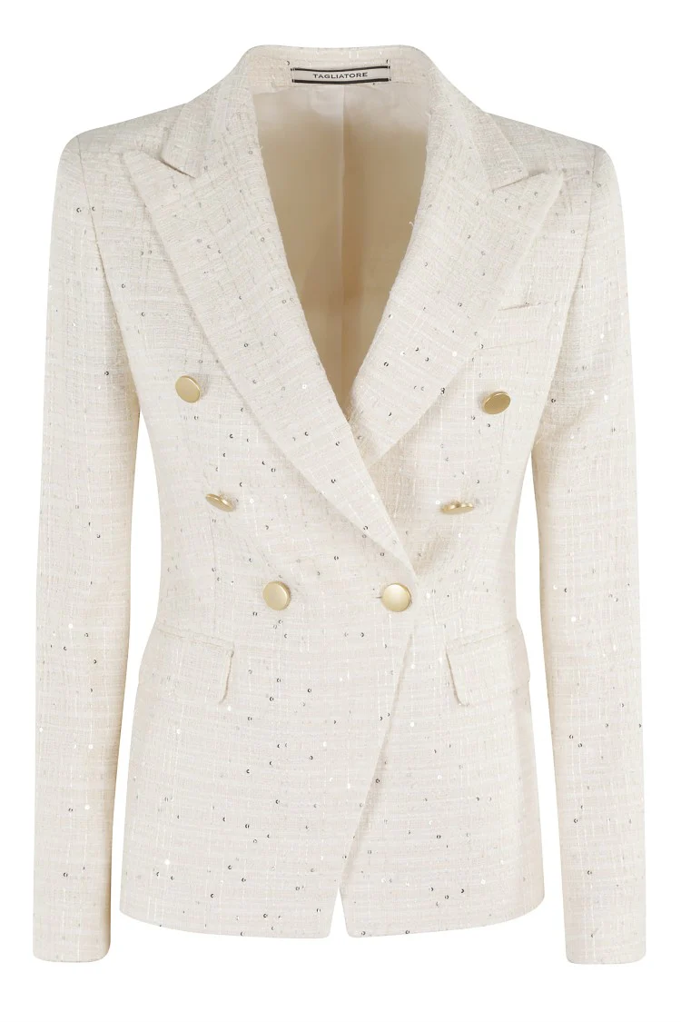Double-Breasted Blazer With Sequin Details