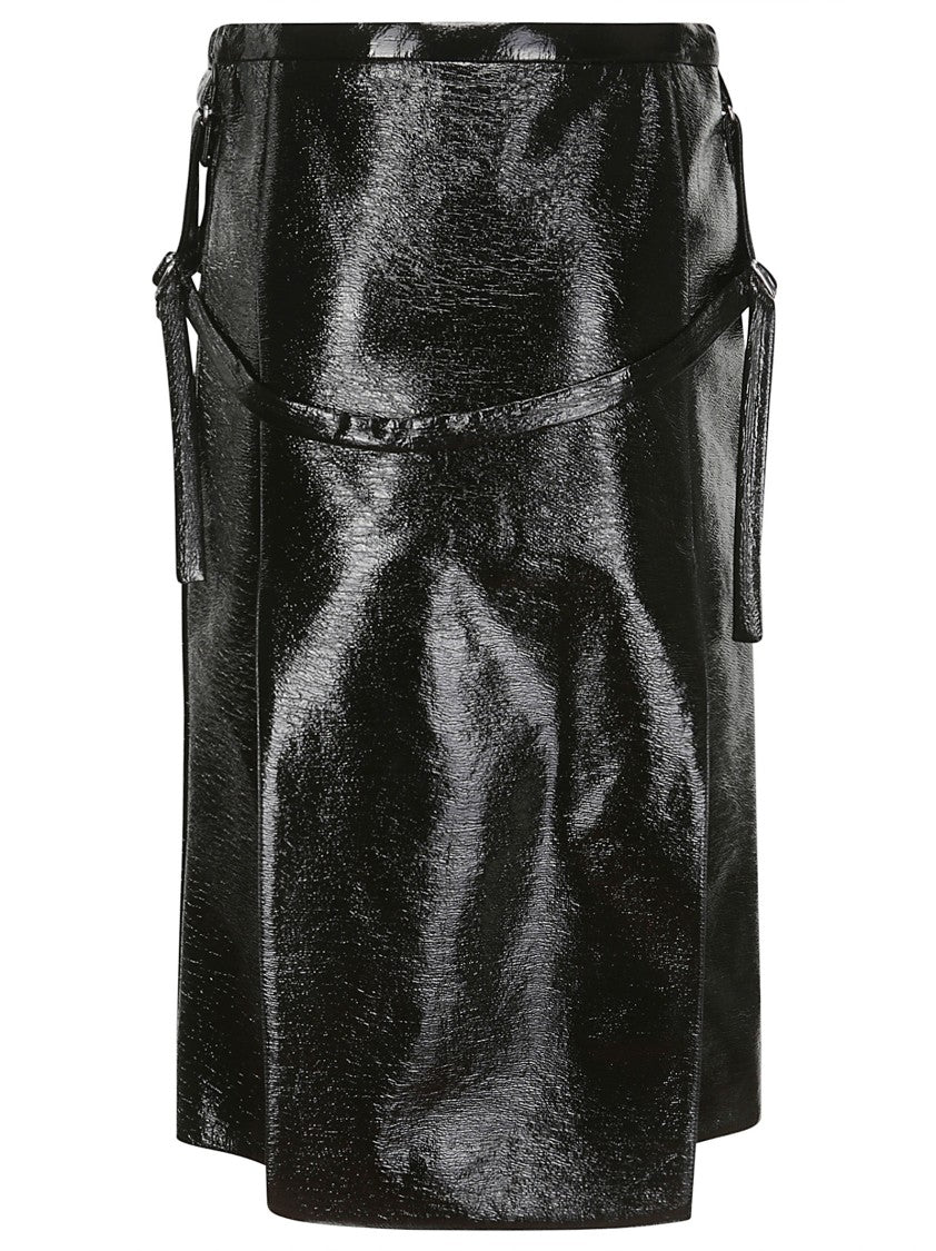 Laces Black Vinyl Skirt