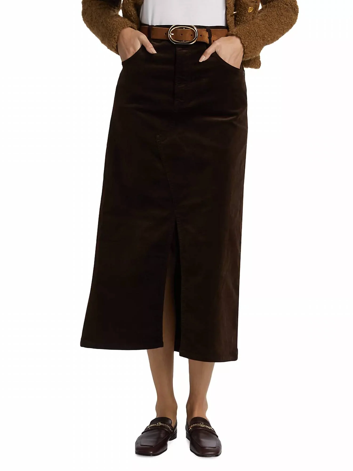 Corduroy Midaxi Skirt In Espresso
