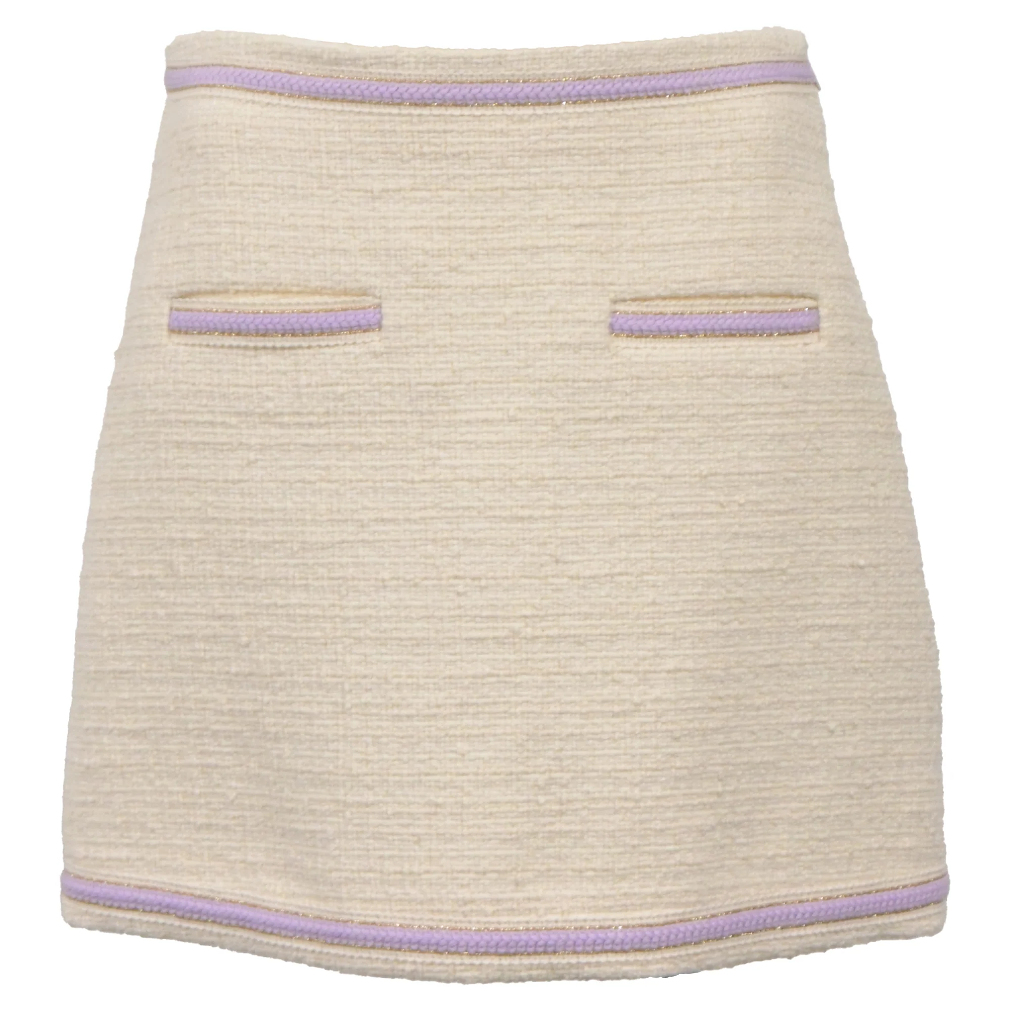 Maje Janessa Tweed Mini Skirt in White Cotton