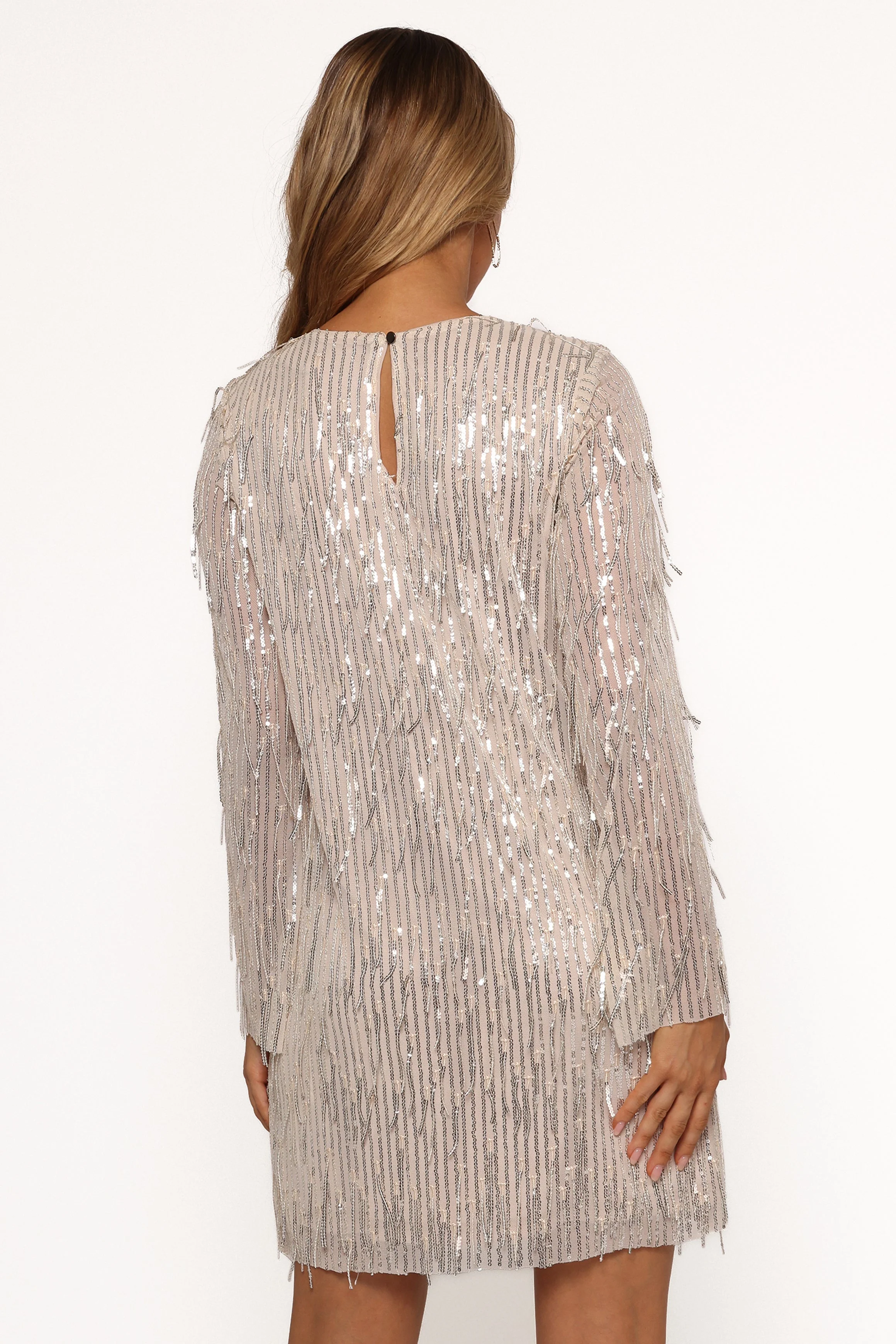 Serena Sequin Mini Dress - Nude/Silver