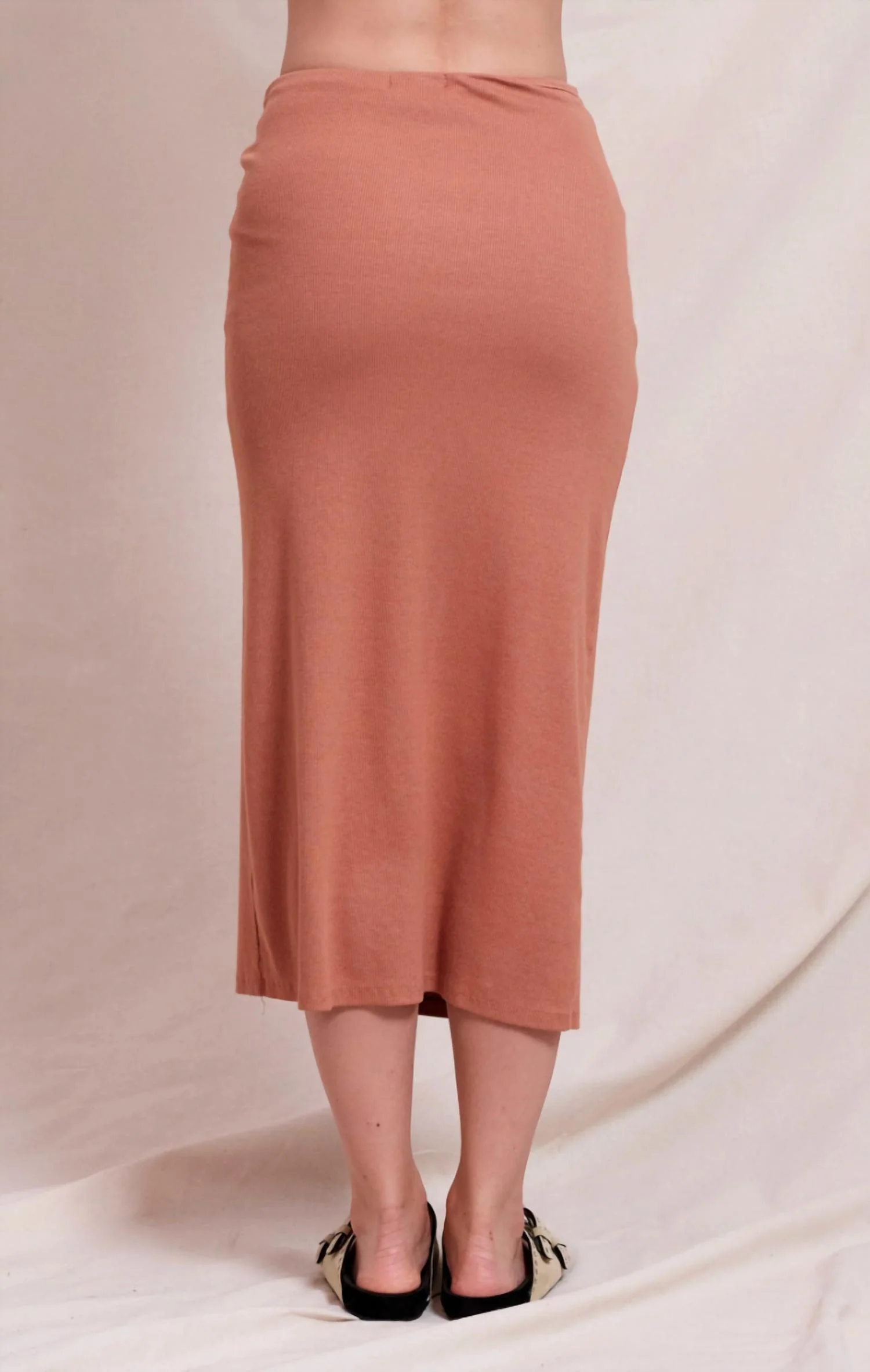 Side Twist Midi Skirt In Vintage Rust