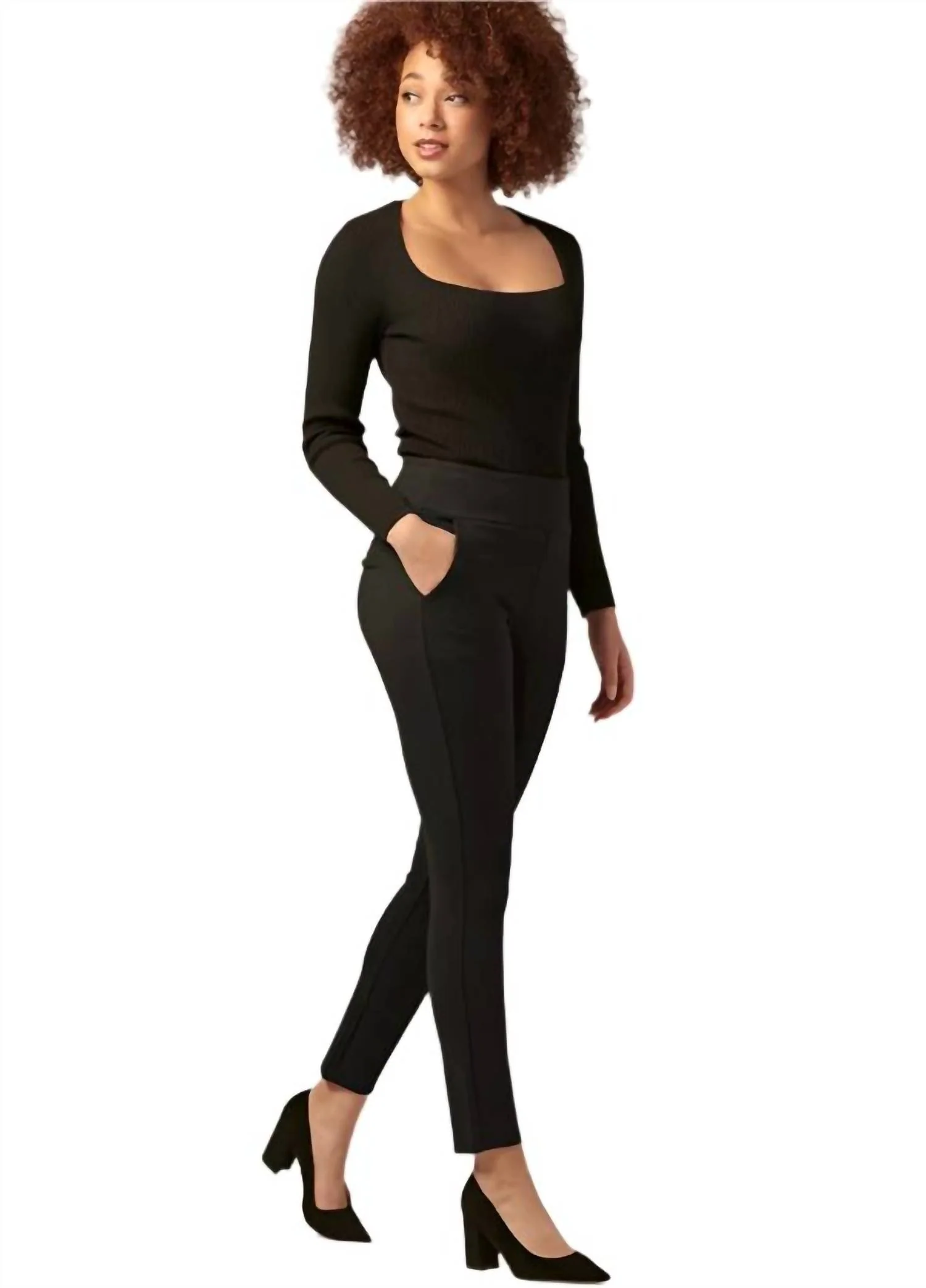 4-Way Stretch Ponte Pants In Black