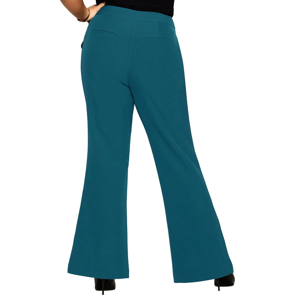Womens Solid Polyester Wide Leg Pants