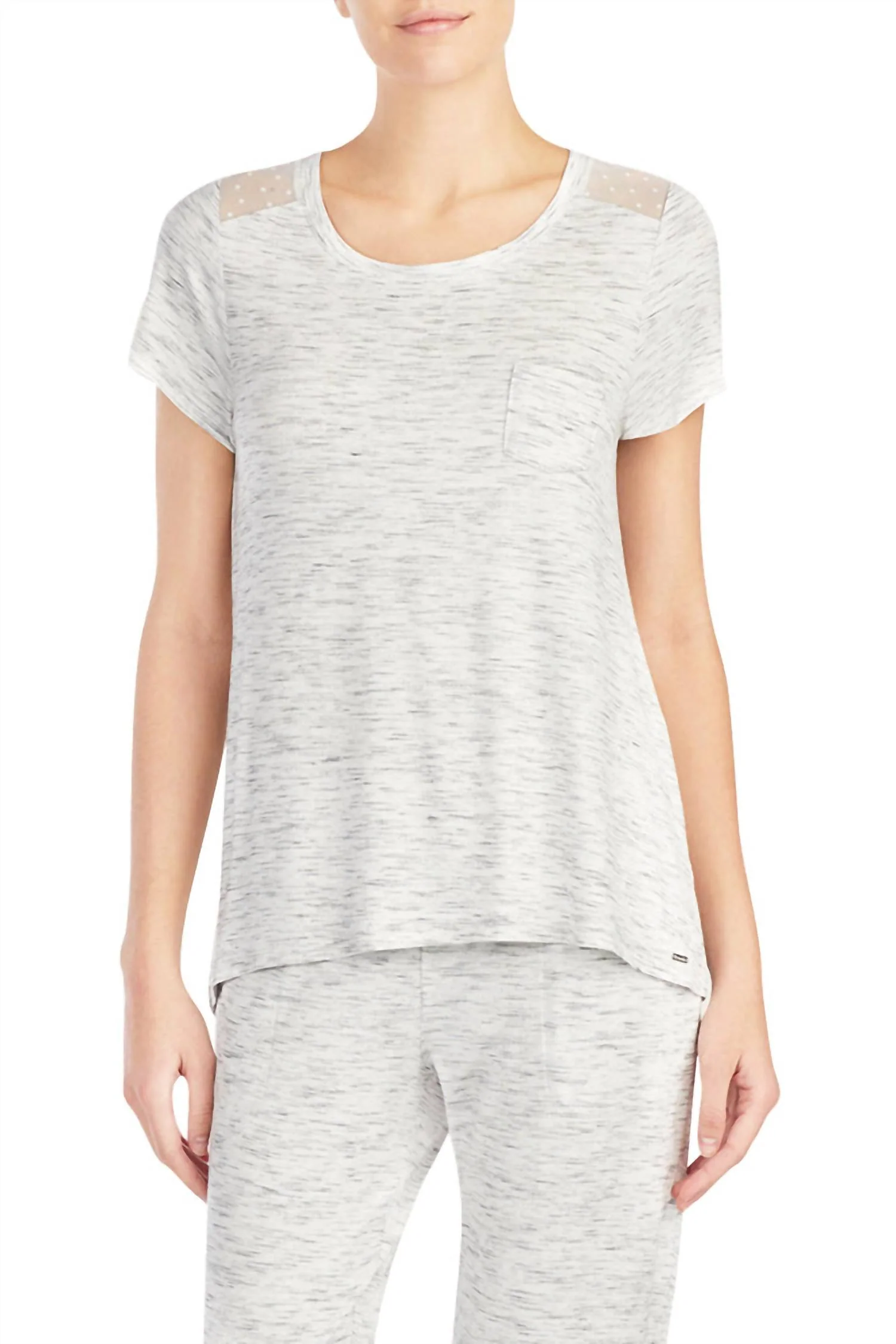 Short Sleeve Sleep Pajama Top In Grey Heather