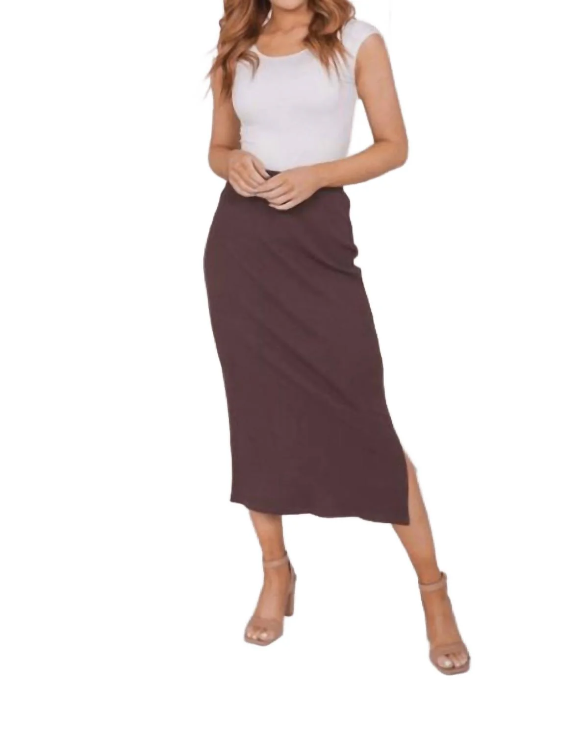 Ribbed Skirt In Brown