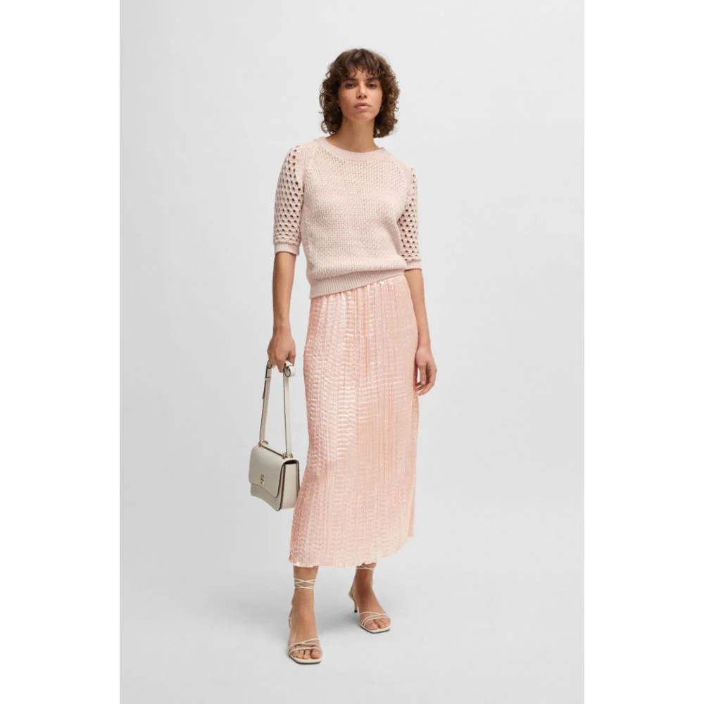 Crinkle-plissé skirt with tonal waistband