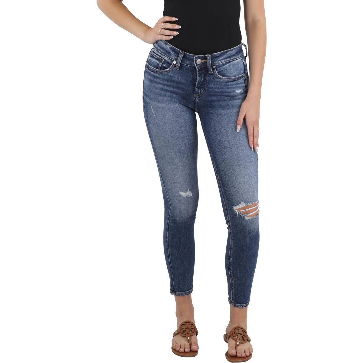 Suki Mid Rise Curvy Fit Womens Pocket Denim Skinny Jeans