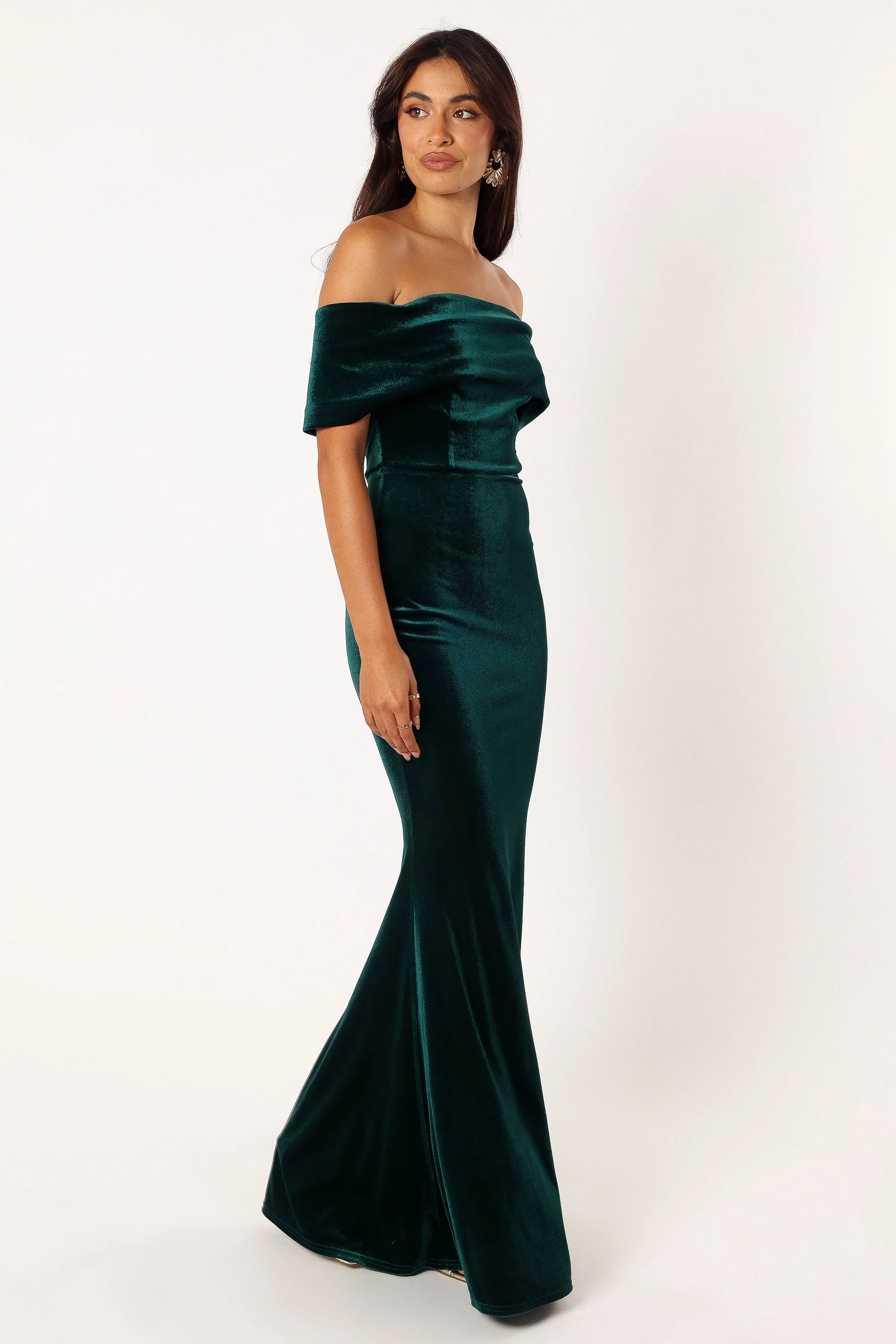 Adair Off Shoulder Maxi Dress - Emerald Green