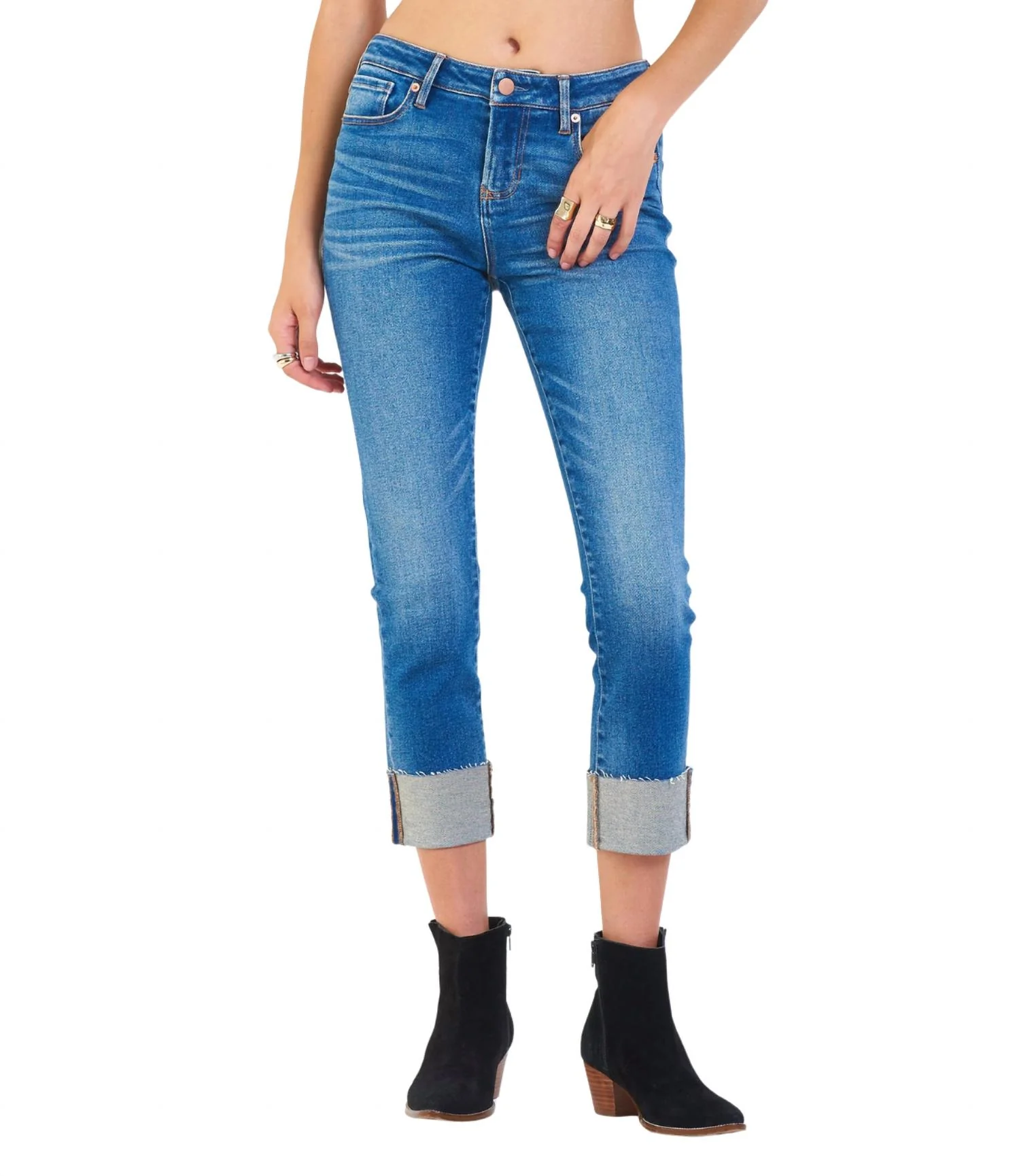 Blaire Cuffed High Waist Jeans In West Tucson