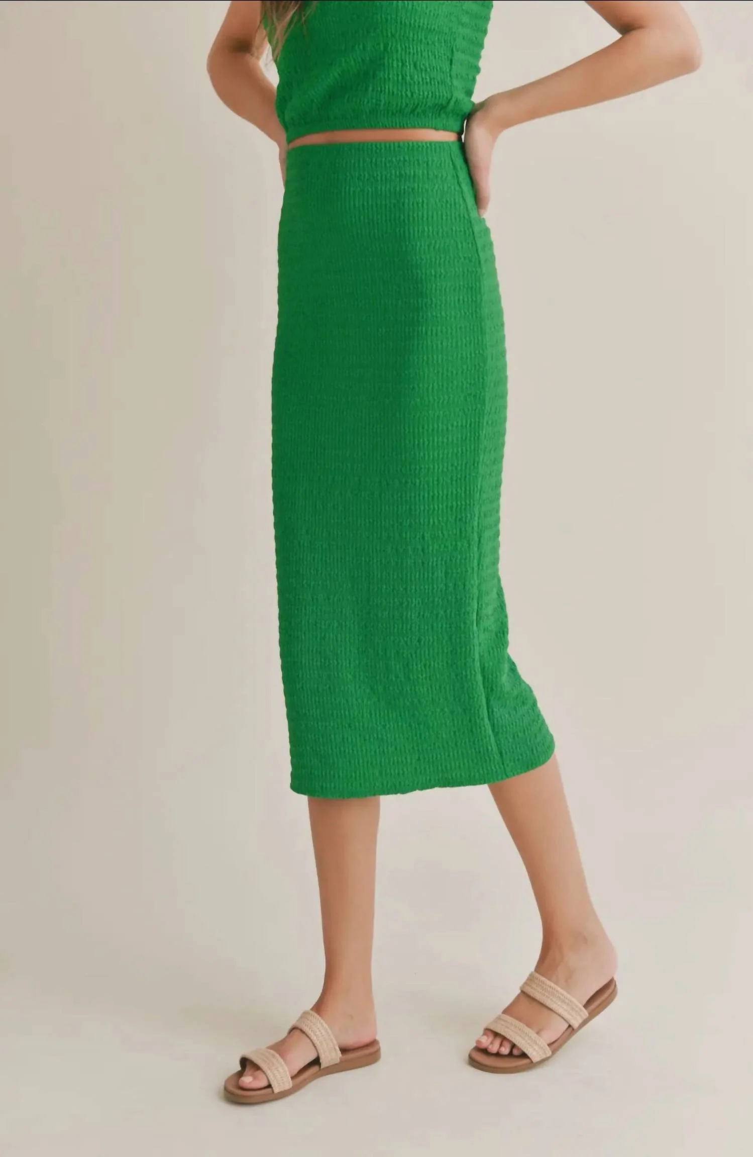 So Fresh Midi Skirt In Kelly Green