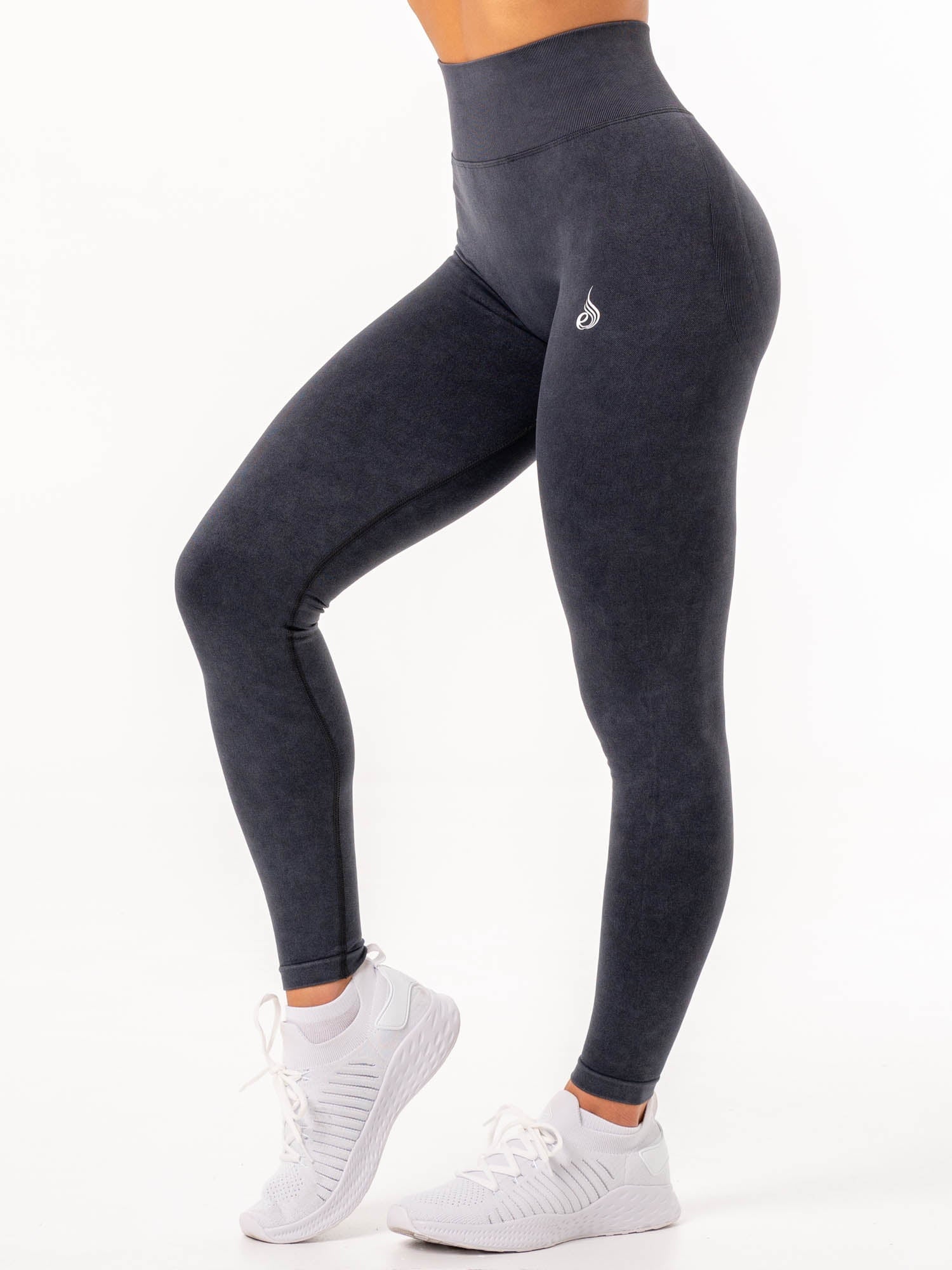 Stonewash Scrunch Seamless Leggings - Black Stonewash