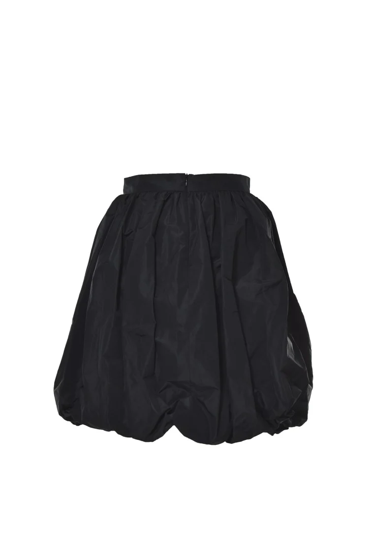 Black Nylon Flared Generous Skirt