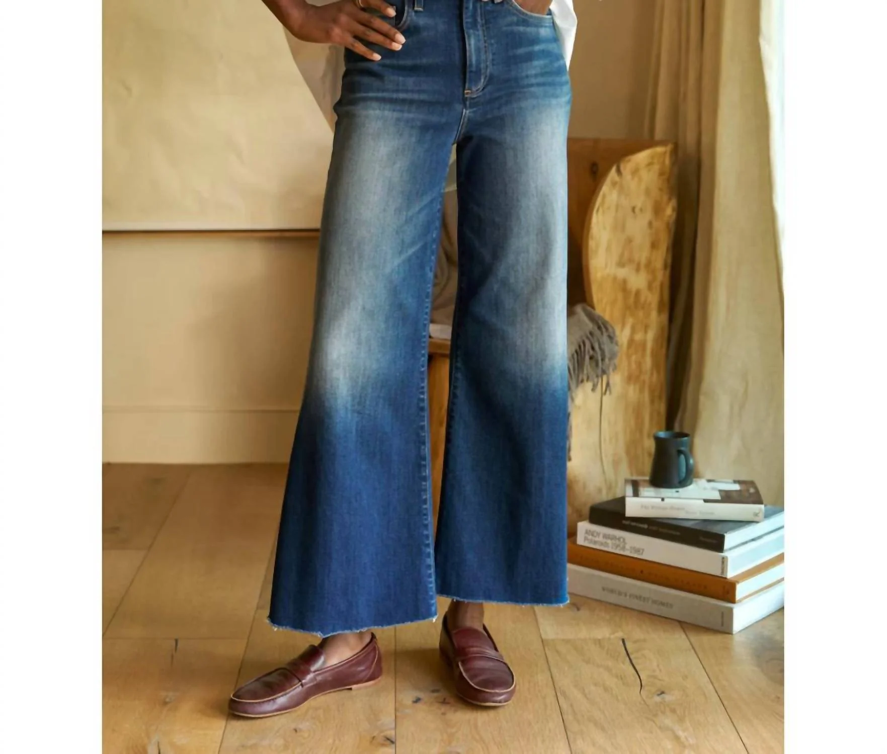 Galway Wide Leg Denim In Blue Wash