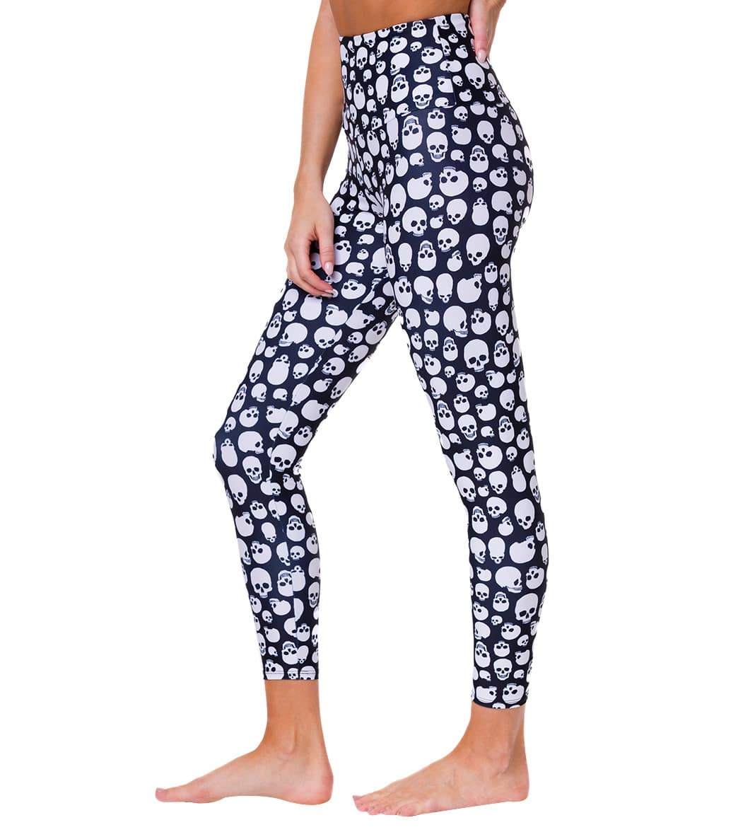 Onzie High Waisted Basic 7/8 Yoga Leggings Skulls