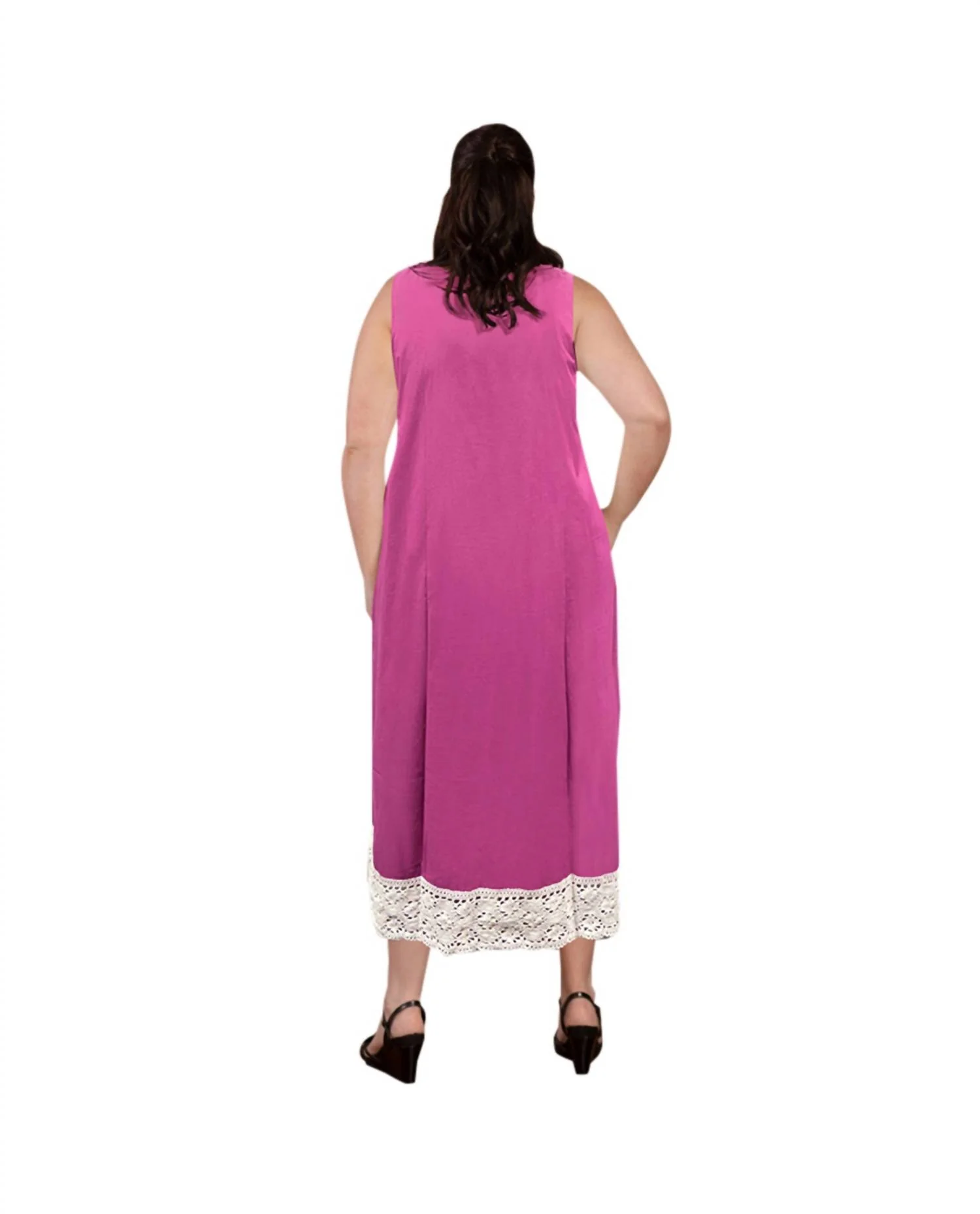 Ultra Soft Lace Trim Sleeveless Nightgown - Plus In Orchid